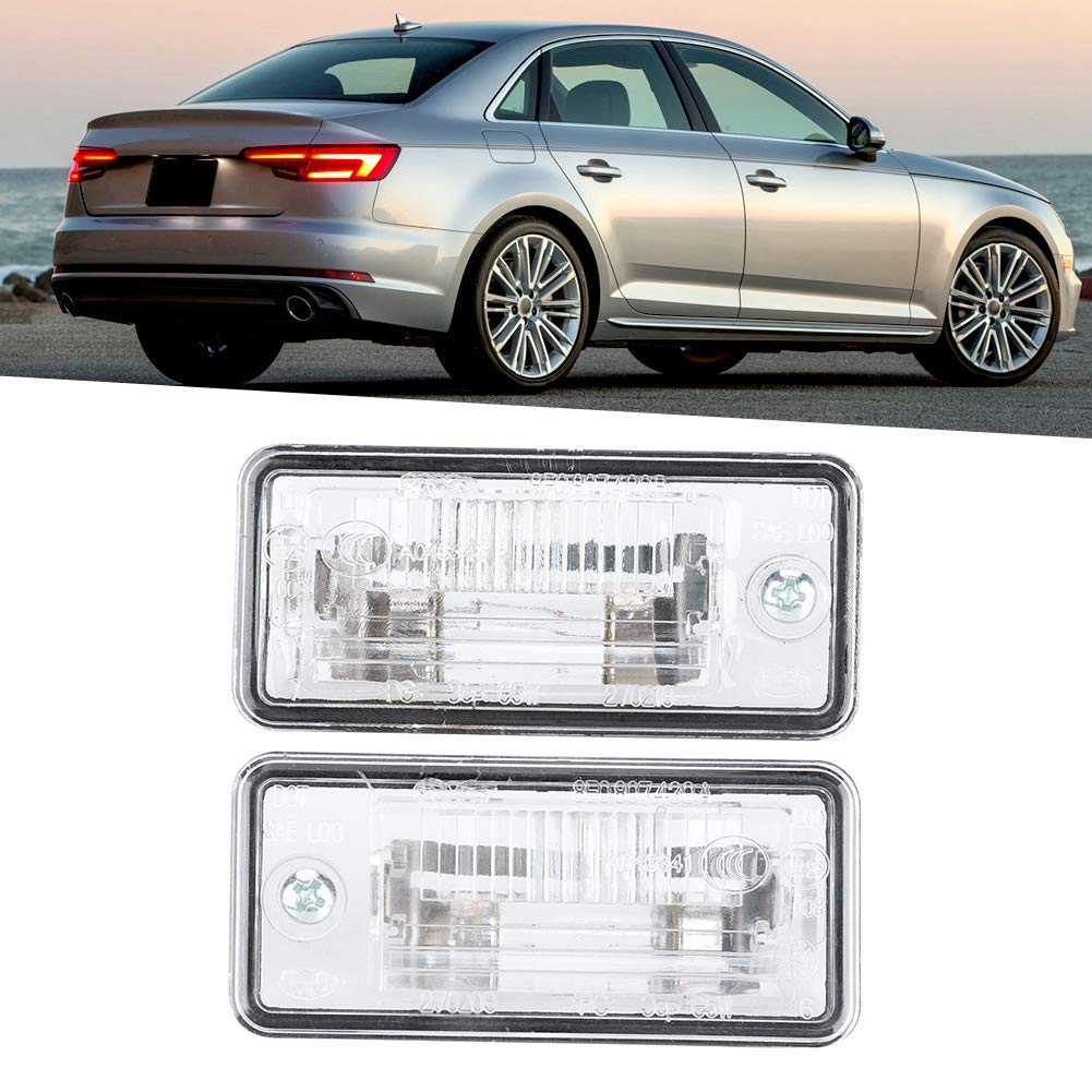 Tbest LED License Plate Light Housing - Pair of 8E0807430A & 8E0807430B - Compatible with Audi A3, C6, D3, RS4 - Waterproof & Durable for Night Driving & Enhanced Visibility