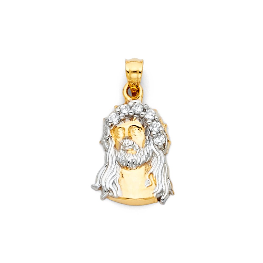 14K White & Yellow Gold Two-Tone Jesus Christ Pendant Necklace – Religious Jewelry for Men & Women – Perfect for Gifts, Church, and Daily Wear