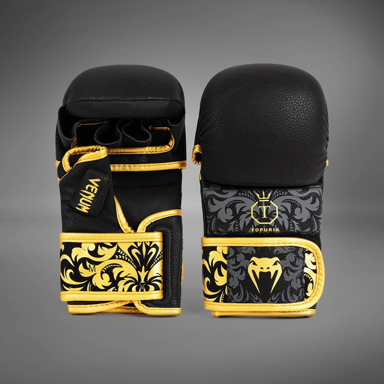 Venum x Topuria Unmatched Edition MMA Sparring Gloves - Black/Gold - Premium Training Gloves for MMA, Boxing & Muay Thai - Ideal for Fighters & Gym Enthusiasts