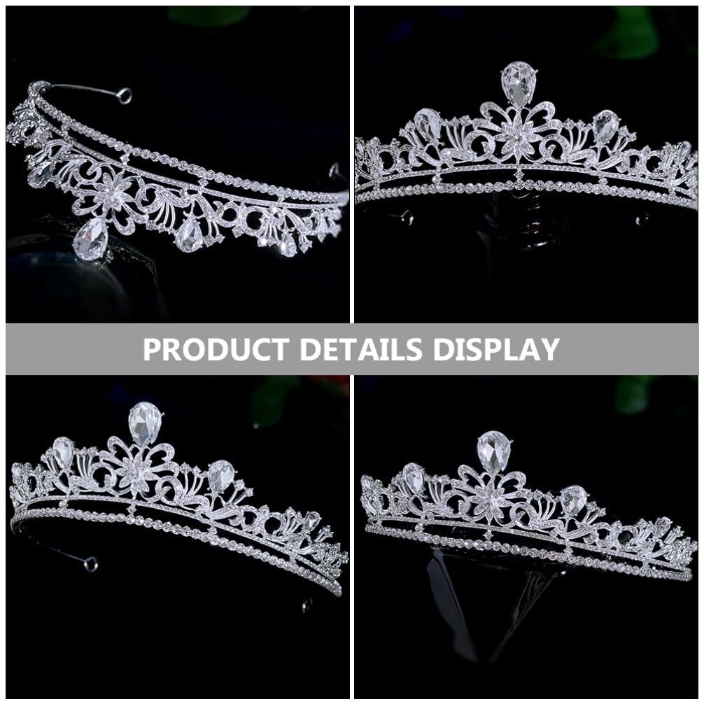 Amosfun Elegant Crown Hair Jewelry Tiaras for Women - Zinc Alloy Wedding Headpiece Bridal Accessories - Perfect for Bridal Showers, Weddings, Prom & Special Occasions