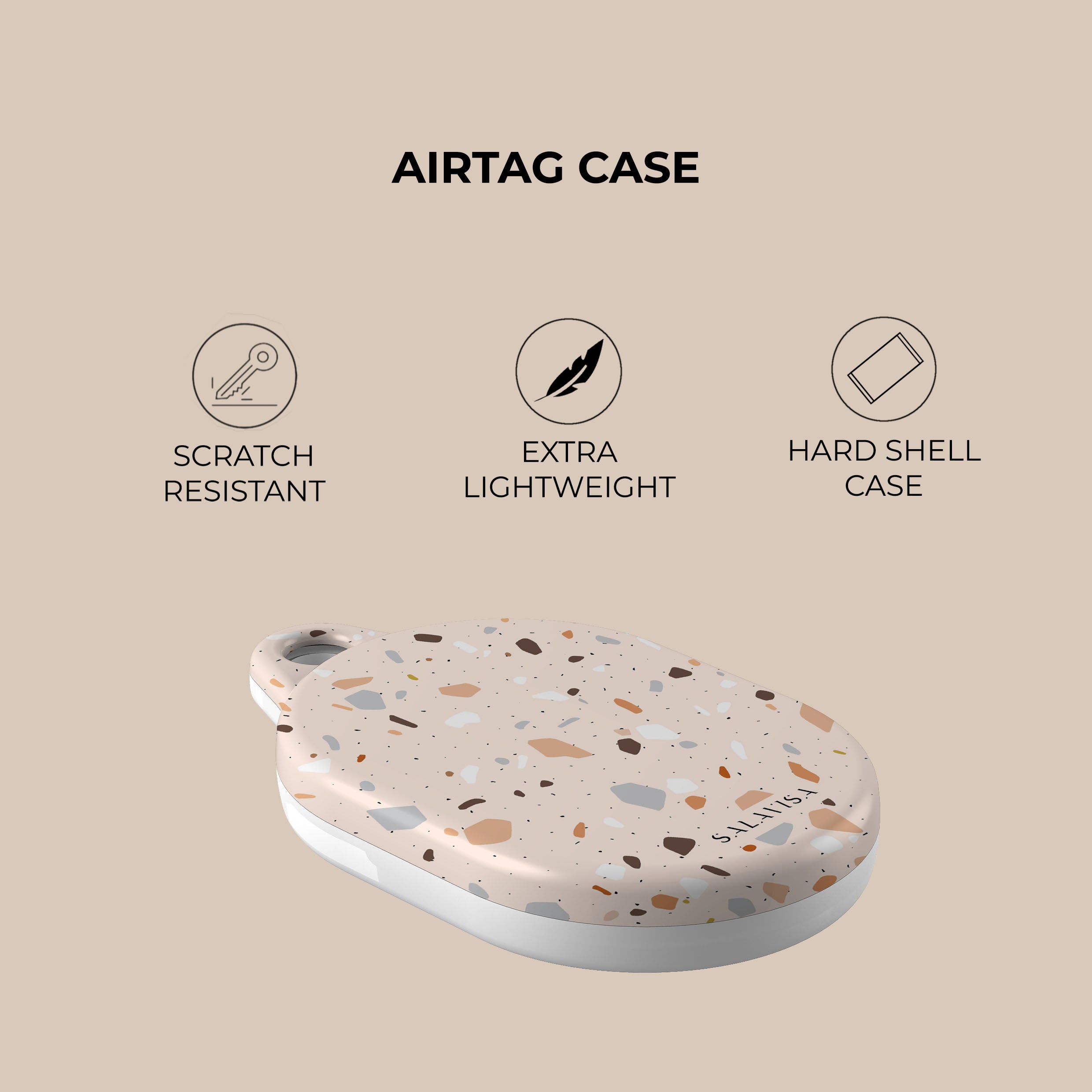 Pink Terrazzo AirTag Holder - Stylish & Durable Airtag Case for iPhone | Perfect for Keychains, Wallets & Luggage Tracking