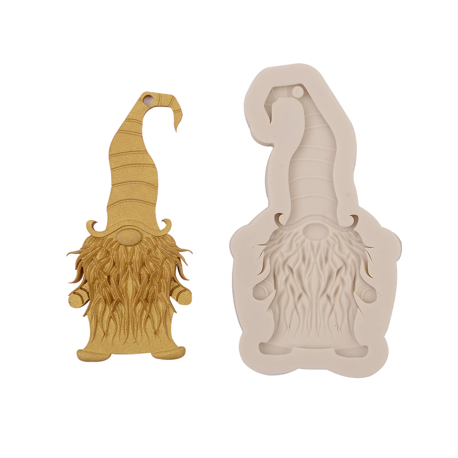 Gnome Shape Fondant Molds - Silicone Cartoon Character Chocolate Mold with Hole for Keychains, Pendants, Earrings, Candy, Cake, Cookie, Jewelry & Clay Decorations | Perfect for Christmas, Halloween, Easter DIY Crafts & Party Decor