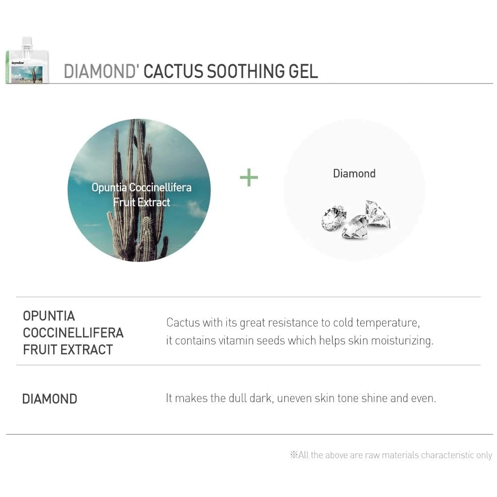 Daymellow Diamond Cactus Soothing Gel 300g - Hydrating & Calming Face Moisturizer for Dry & Sensitive Skin | Perfect for Sunburn Relief & Daily Skincare Routine