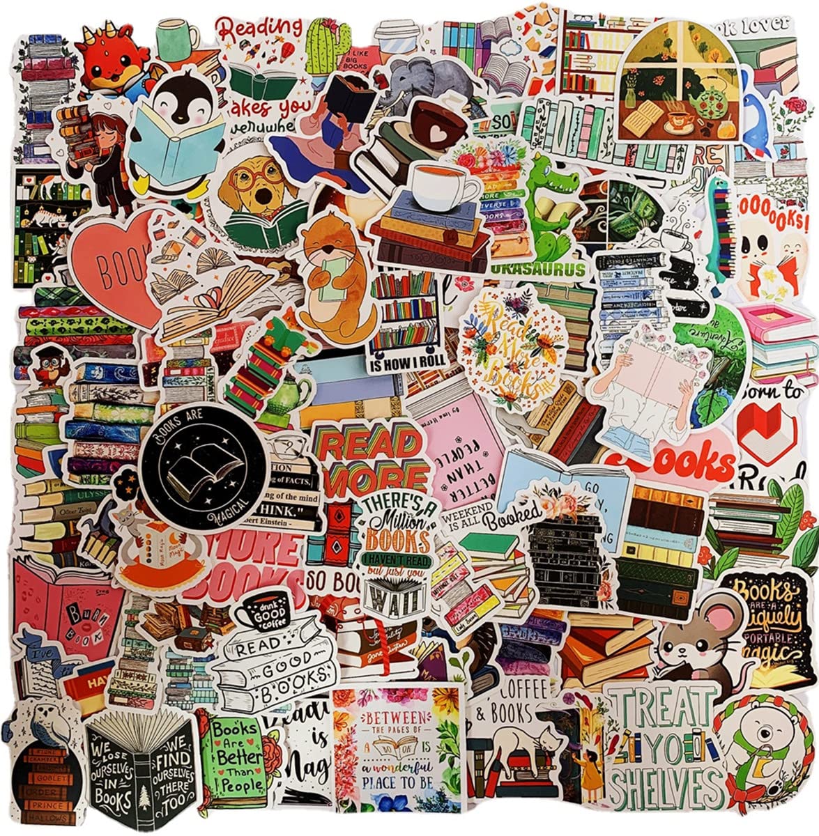 100PCS Motivational Reading Stickers - Waterproof Vinyl Stickers for Journaling, Planners, Water Bottles, Laptops & Kids | Trendy Decorative Stickers for School, Office & Daily Inspiration