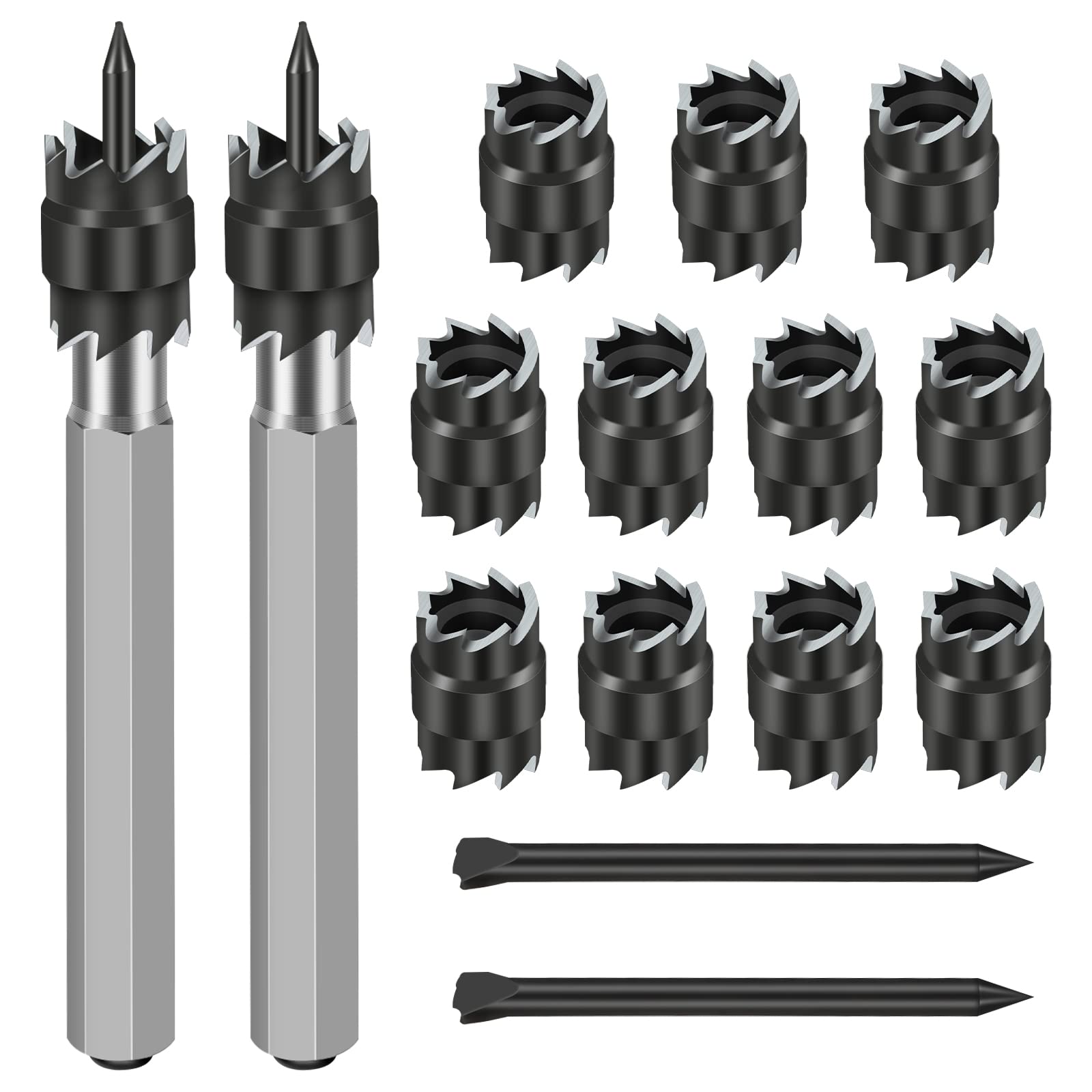 15PCS Rotary Spot Weld Cutter Set - Double Sided HSS Drill Bits, 3/8