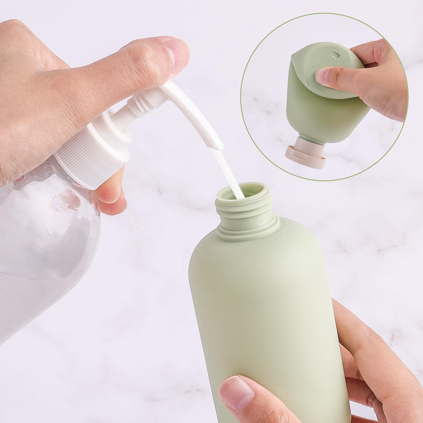 2 Pack Refillable Squeeze Bottles with Flip Cap - 200ML Travel Size Empty Plastic Bottles for Shampoo, Conditioner, Cream & Lotion (Green & Pink) | Perfect for Travel, Gym, Camping & Home Use