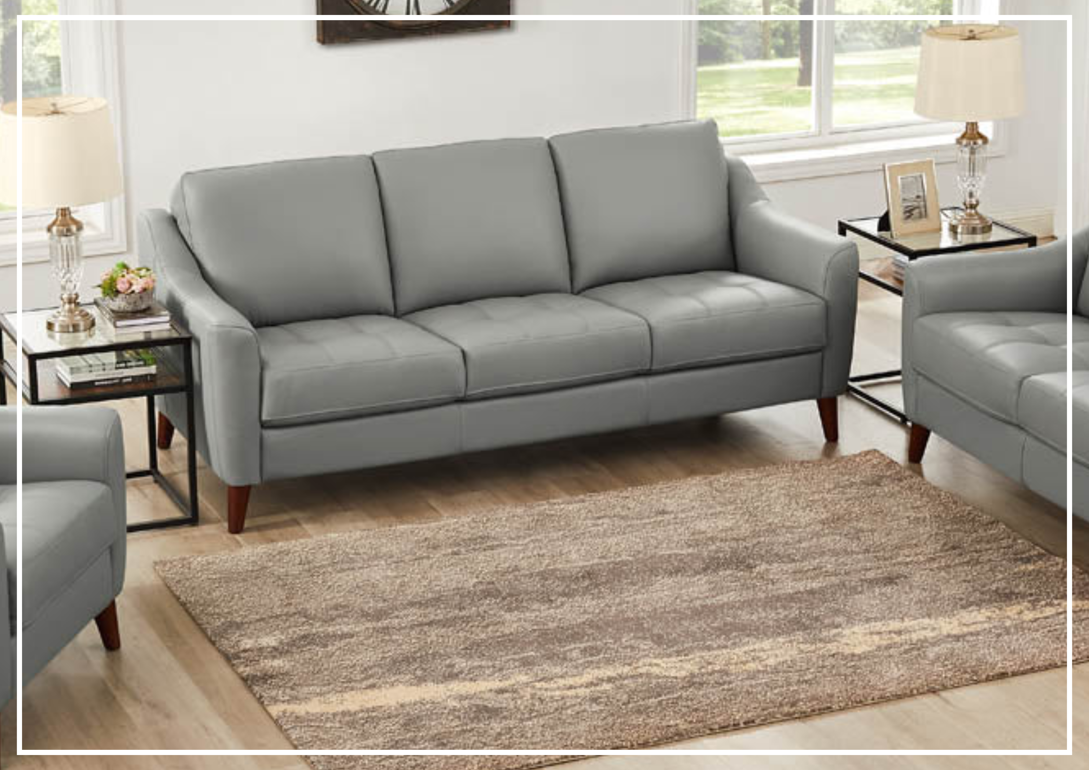 Hydeline Ersa 3-Seater Genuine Leather Sofa with Soft Slope Arms - Modern Living Room Furniture for Home, Office & Lounge Comfort