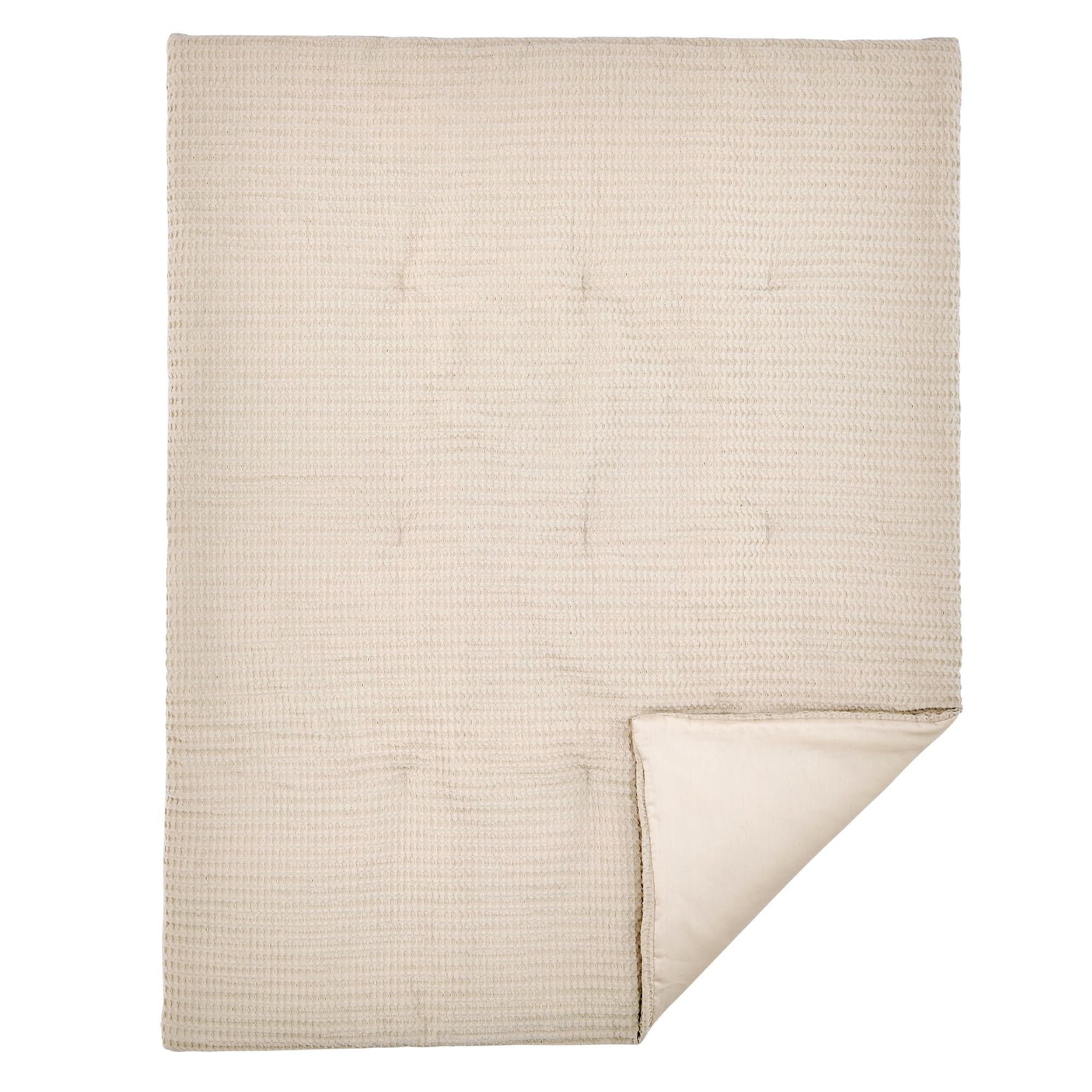 Levtex Baby Mills Waffle Crib Bedding Set - 4 Piece Nursery Set with Quilt, Fitted Sheet, Dust Ruffle & Rope Basket - Soft Taupe Textured Waffle Weave for Baby Boy & Girl - Perfect for Newborn Nursery, Baby Shower Gift & Cozy Sleep