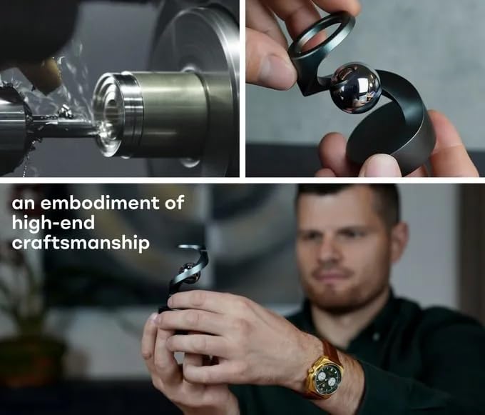 BIVVI Gravity Defying Kinetic Desk Toy - Executive Stress Relief Spinning Gyroscope with Levitating Optical Illusion | Perfect Office Desk Decor, Home Decoration & Gift for Adults (F)