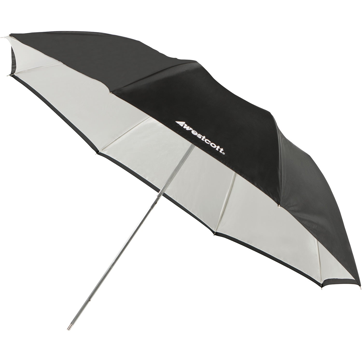 Compact Collapsible Travel Umbrella - Optical White Satin with Removable Black Cover - 43 Inch Windproof Folding Umbrella for Men & Women - Perfect for Commuting, Travel & Outdoor Activities