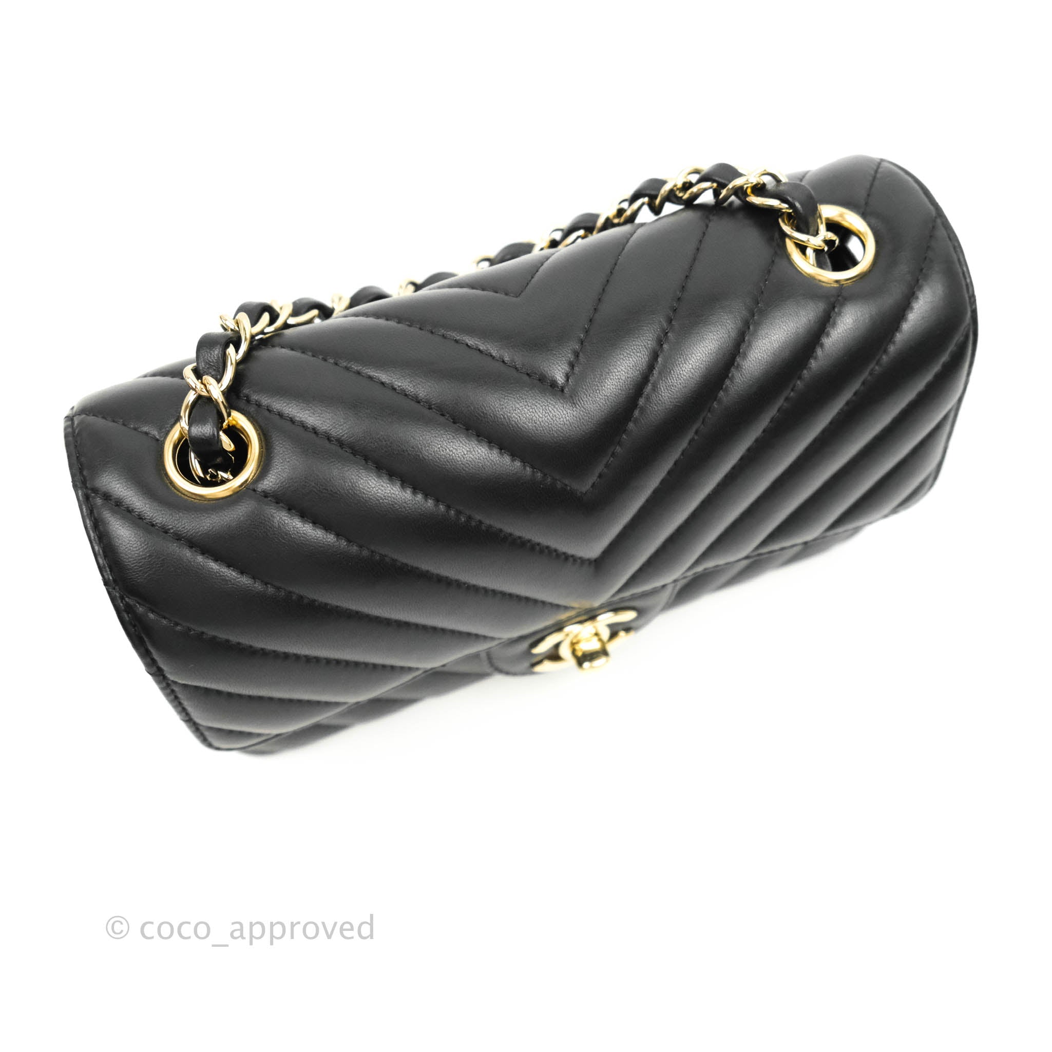 Chanel Chevron Mini Rectangular Flap Bag in Black Lambskin with Gold Hardware - Luxury Crossbody Purse for Women, Perfect for Evening Events & Date Nights