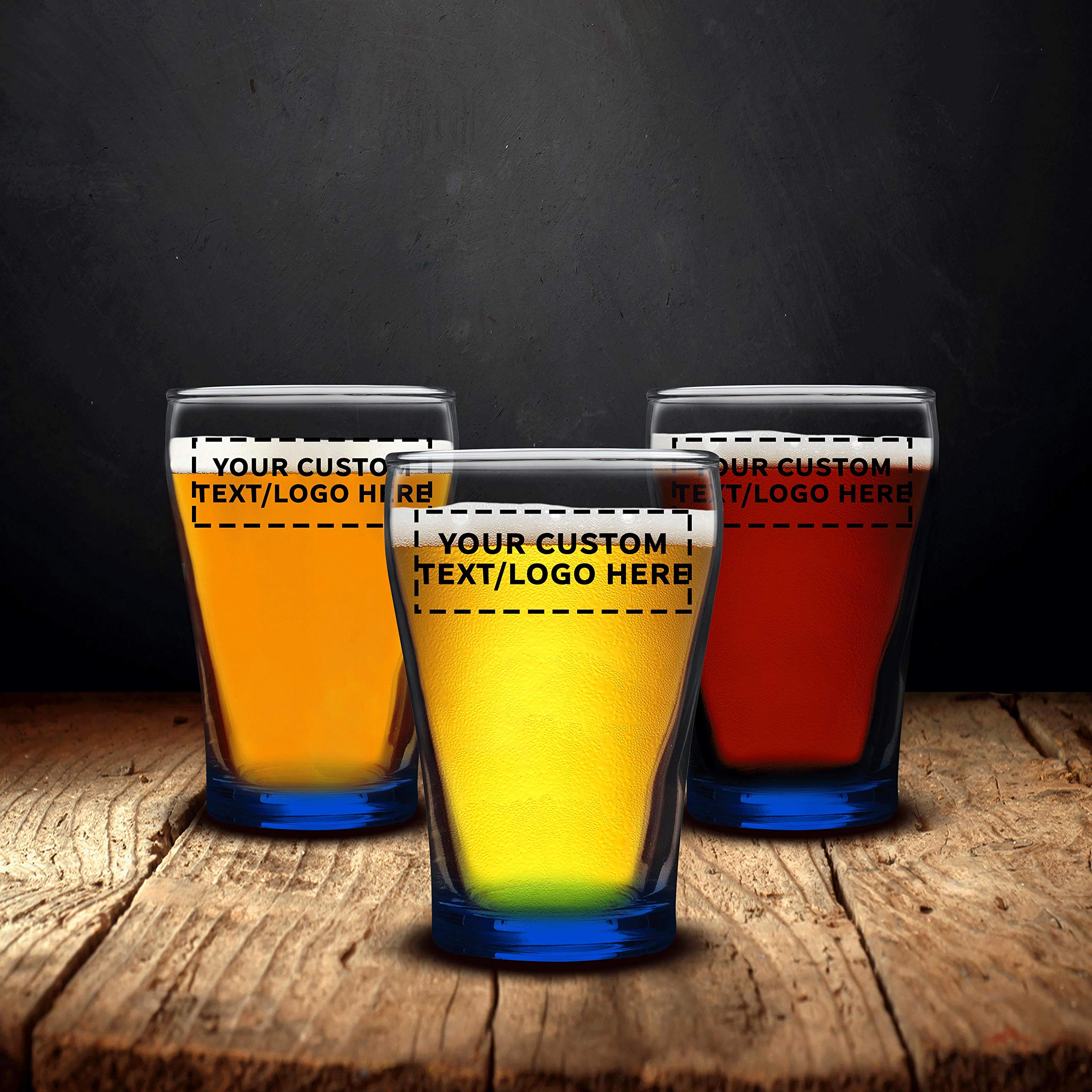 Custom Personalized Shot Glasses 5.5 oz (Set of 100) - Bulk Pack for Weddings, Parties, Birthdays & Events - Blue Glassware - Perfect for Bar, Club, Home Entertaining & Gifts