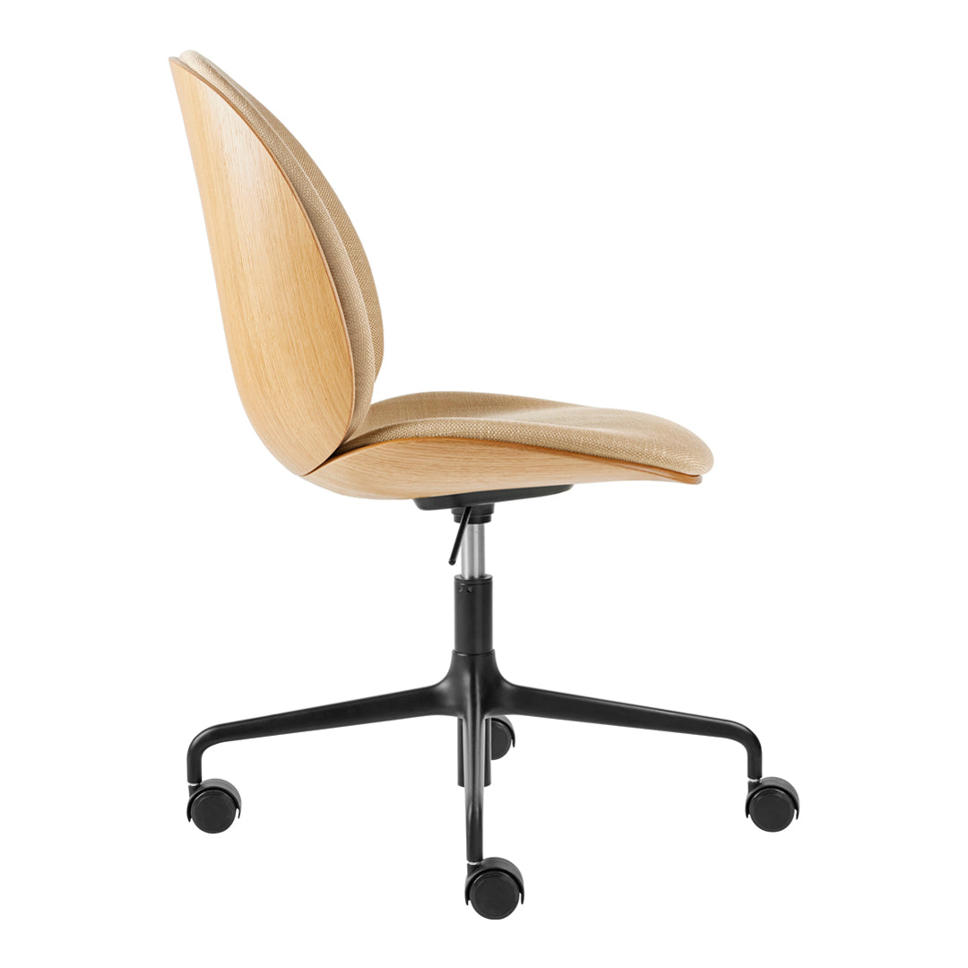 Ergonomic Beetle Meeting Chair with 4-Star Base & Casters - Height Adjustable, Front Upholstered Veneer Shell - Perfect for Office, Conference Room & Home Workspace