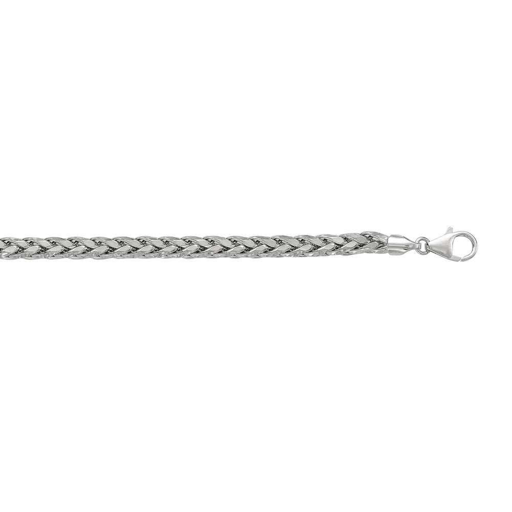 925 Sterling Silver Men's Bracelet - 8.5 Inch Rhodium Plated Wheat Chain with Sparkle Cut Round Beads & Pear Shape Clasp | Durable Jewelry Gift for Him | Perfect for Weddings, Anniversaries, and Special Occasions