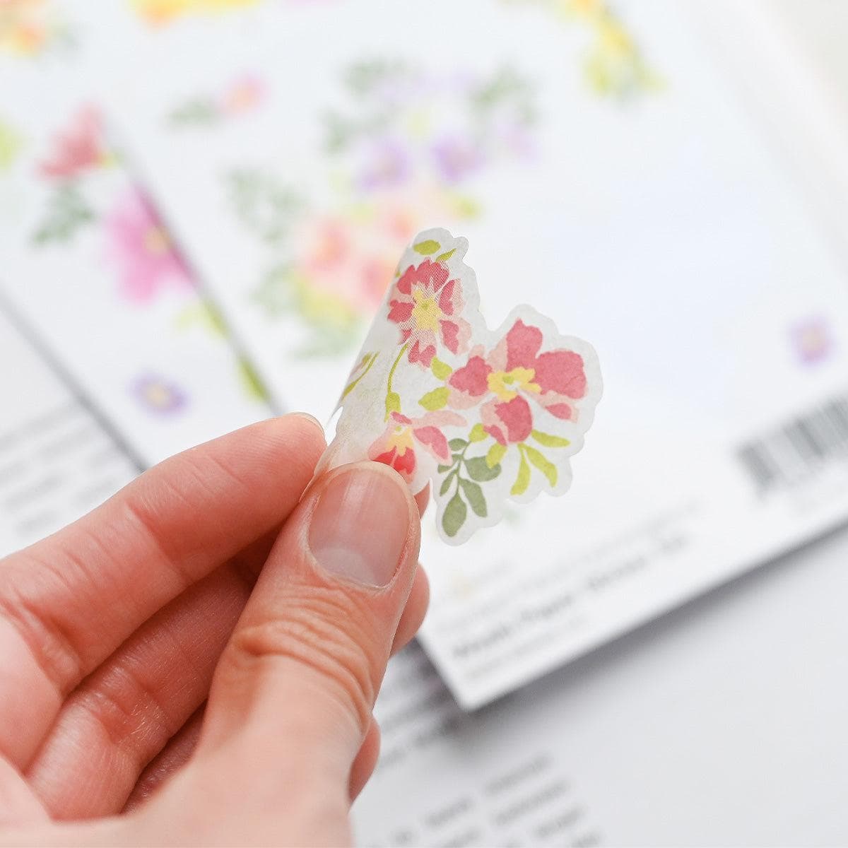 Beautiful Painted Floral Washi Paper Sticker Set - DIY Scrapbooking, Journaling, Planner Decoration, Gift Wrapping