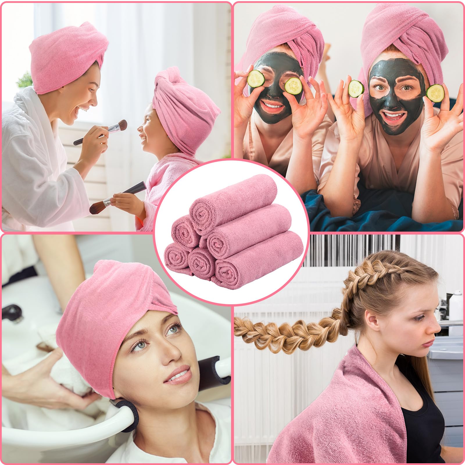 Newwiee 72 Pack Microfiber Salon Towels - 18x30 Inch Bleach Proof, Lint Free Bulk Towels for Hair Drying, Gym, Bath, Spa & Barber Use - Soft & Absorbent Hand Towels (Pink) - Perfect for Salon Professionals, Home Spa & Fitness Enthusiasts