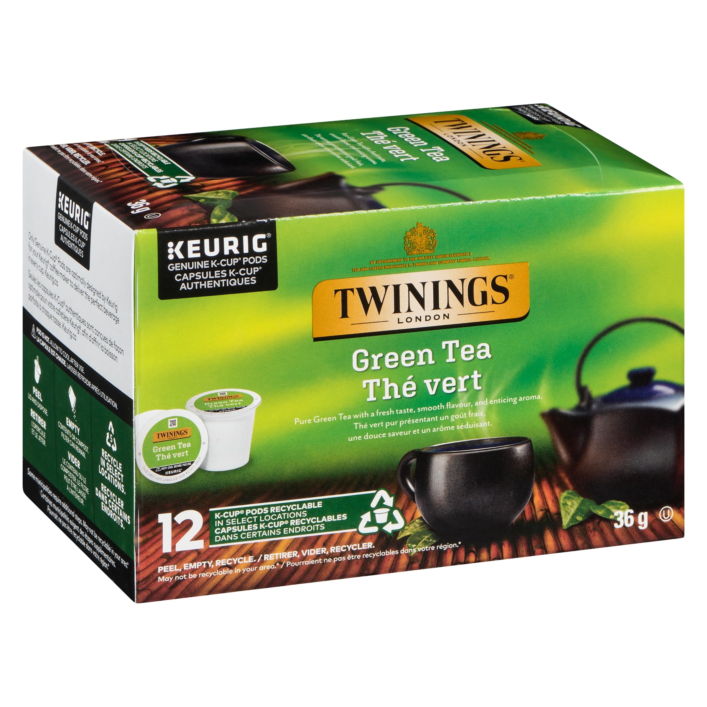 Twinings Pure Green Tea K-Cup Pods for Keurig - 48 Count (2 Packs) | Smooth Flavor, Refreshing Aroma, Caffeinated | Perfect for Morning Boost, Afternoon Relaxation & Iced Tea in Summer