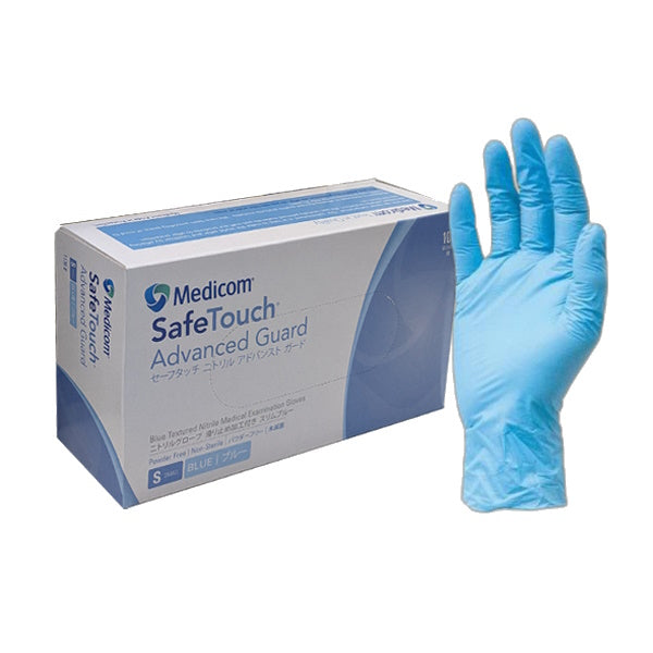 Medicom SafeTouch Nitrile Disposable Gloves - Powder Free, Latex Free, Blue (100 Count) | Ideal for Medical, Food Handling, Cleaning & Tattoo Use