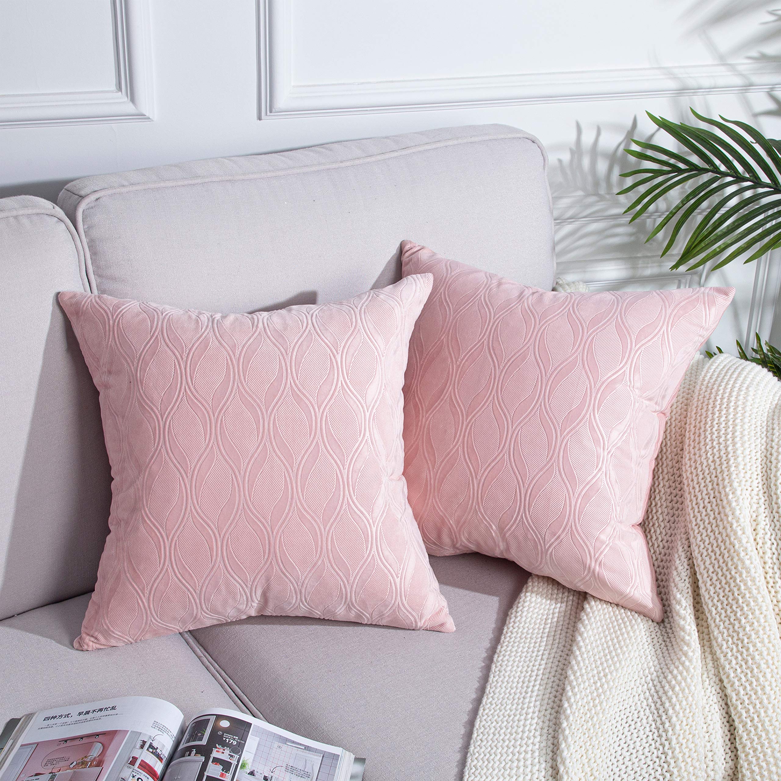 Soft Velvet Pink Pillow Cover 18x18 Inches - Light Pink Throw Pillow Sham for Sofa, Bed & Couch - Luxurious Velvet Cushion Cover for Home Decor, Living Room & Bedroom Accessories