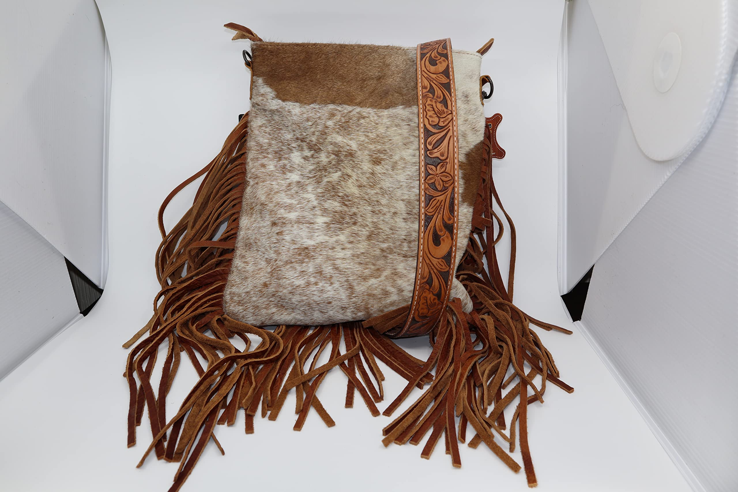 American Darling Women's Western Conceal Carry Crossbody Purse - Genuine Cowhide Leather with Fringe & Hair-On Design - Perfect for Everyday Use, Travel & Country-Themed Events