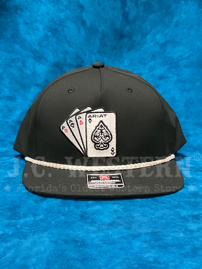 Ariat A300086901 Aces 3D Embroidered Baseball Cap - Black | Adjustable Snapback Hat for Men & Women | Perfect for Outdoor Activities, Sports & Casual Wear