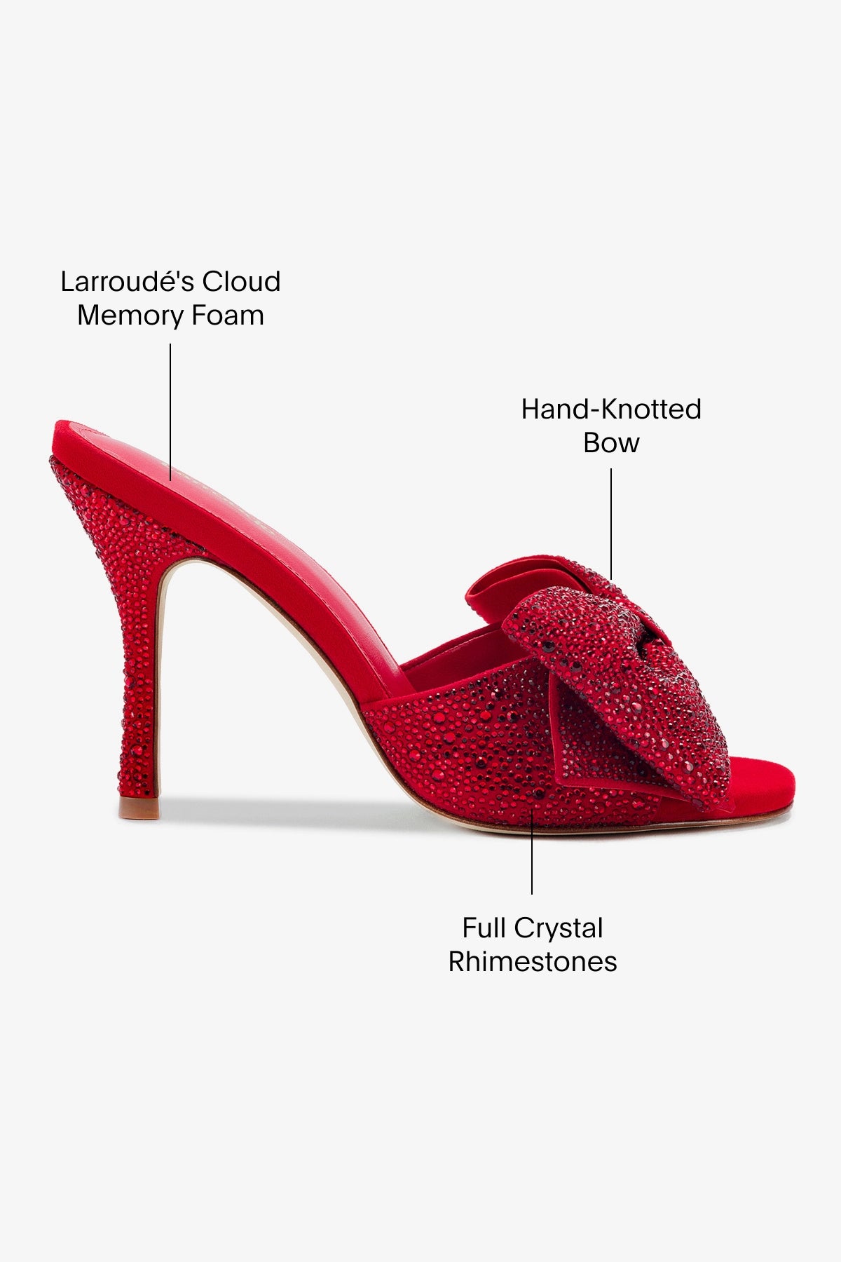 Elle Mule Crystal Heels - Scarlet Suede Slip-On Shoes for Women | Elegant Comfort for Parties, Weddings & Evening Events