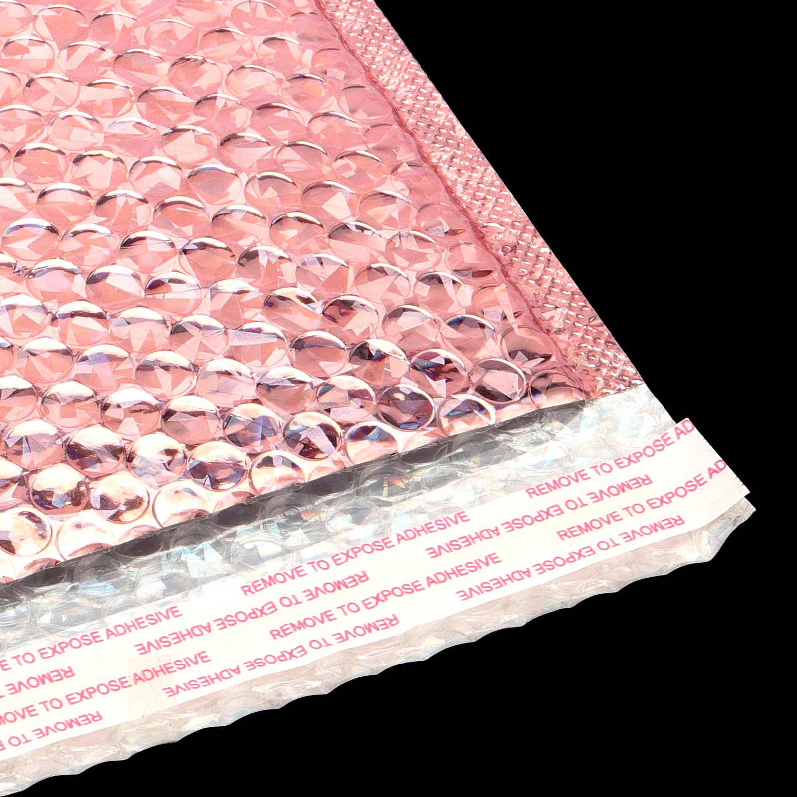 SEUNMUK 50 Pack Rose Gold Holographic Bubble Mailers 11x7 Inch - Self-Sealing Padded Shipping Envelopes for Ecommerce, Jewelry, Small Items | Waterproof Protective Packaging for Online Stores, Gifts, Returns