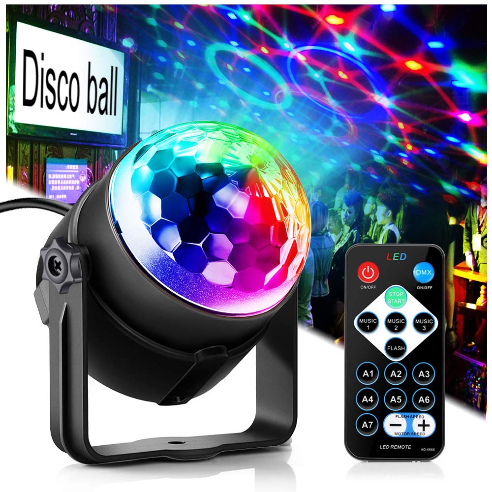Disco Ball Party Lights - Sound Activated DJ Rave & Strobe Lights with Remote Control | Stage Lighting Effects for Birthday, Christmas, Wedding, Bar & Kids Parties | Create Club Atmosphere at Home