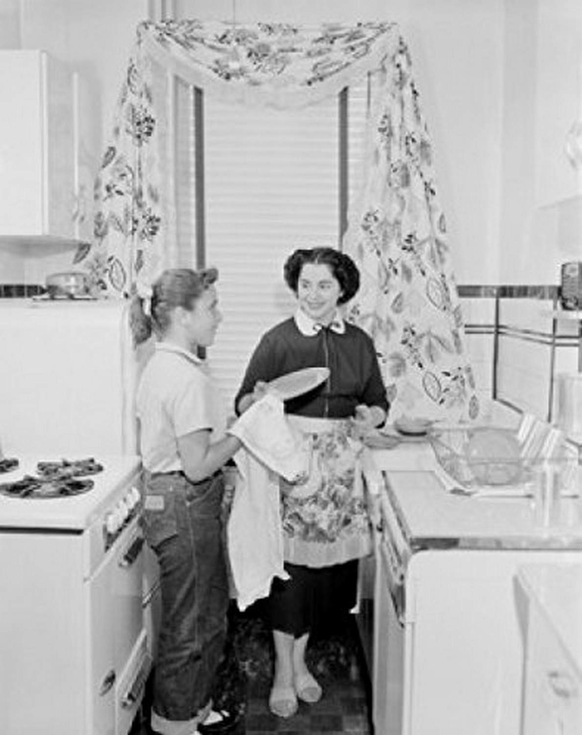 18 x 24 Kitchen Family Moments Poster - Mother and Daughter Drying Dishes Wall Art for Home Decor, Perfect for Kitchens, Dining Rooms & Family Spaces