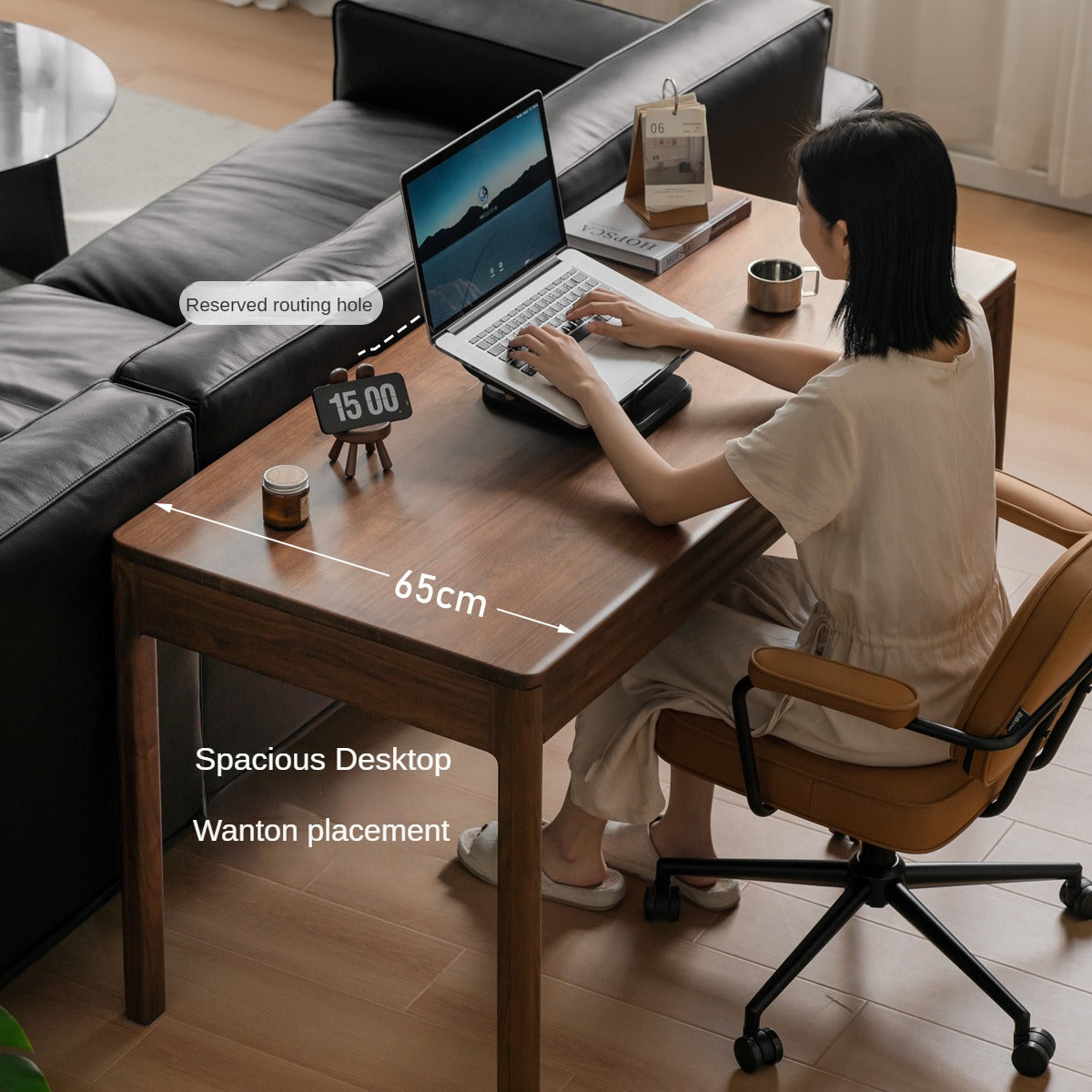 Premium Black Walnut Solid Wood Rectangular Office Desk - Modern Executive Workstation for Home & Business Use - Perfect for Remote Work, Study & Professional Workspaces