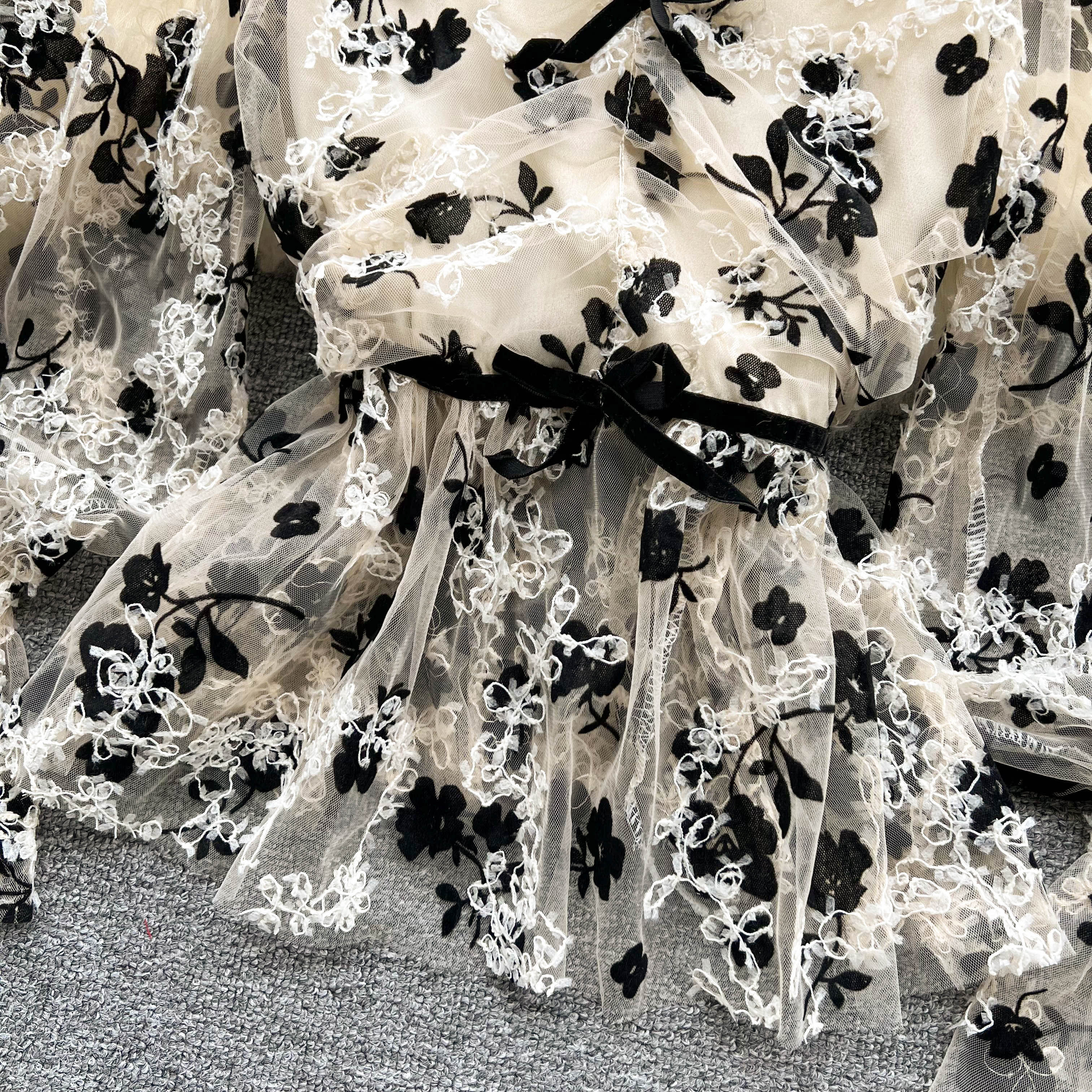 Fairy Black Floral Lace Top - Square Neck Cropped Blouse for Women | Summer Boho Chic Shirt for Date Night & Outdoor Events