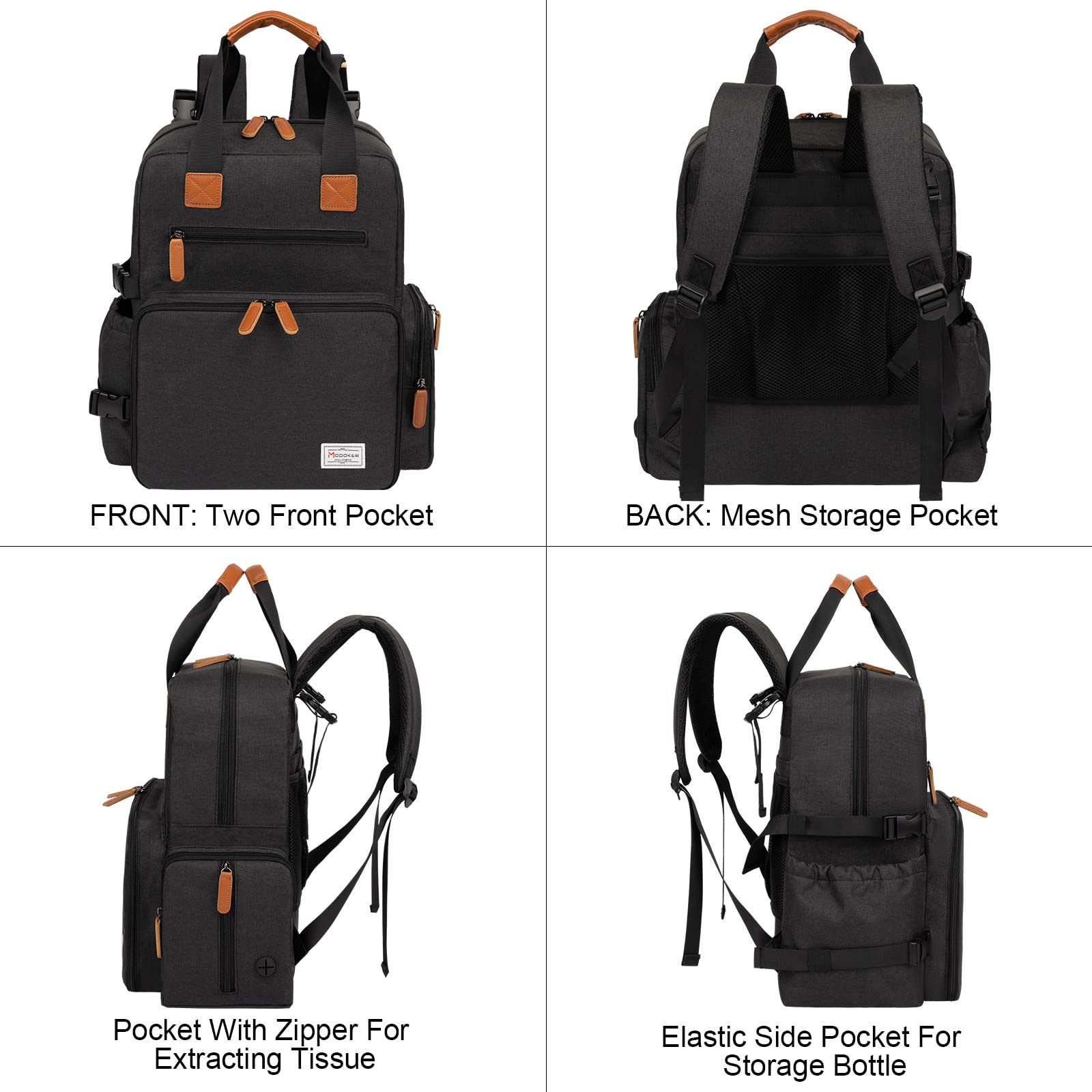 Modoker Airline Approved Pet Travel Backpack - Dog Carrier with 2 Food Containers, 2 Collapsible Bowls & Pet Mat - Perfect for Weekend Trips, Hiking & Outdoor Adventures (Black)