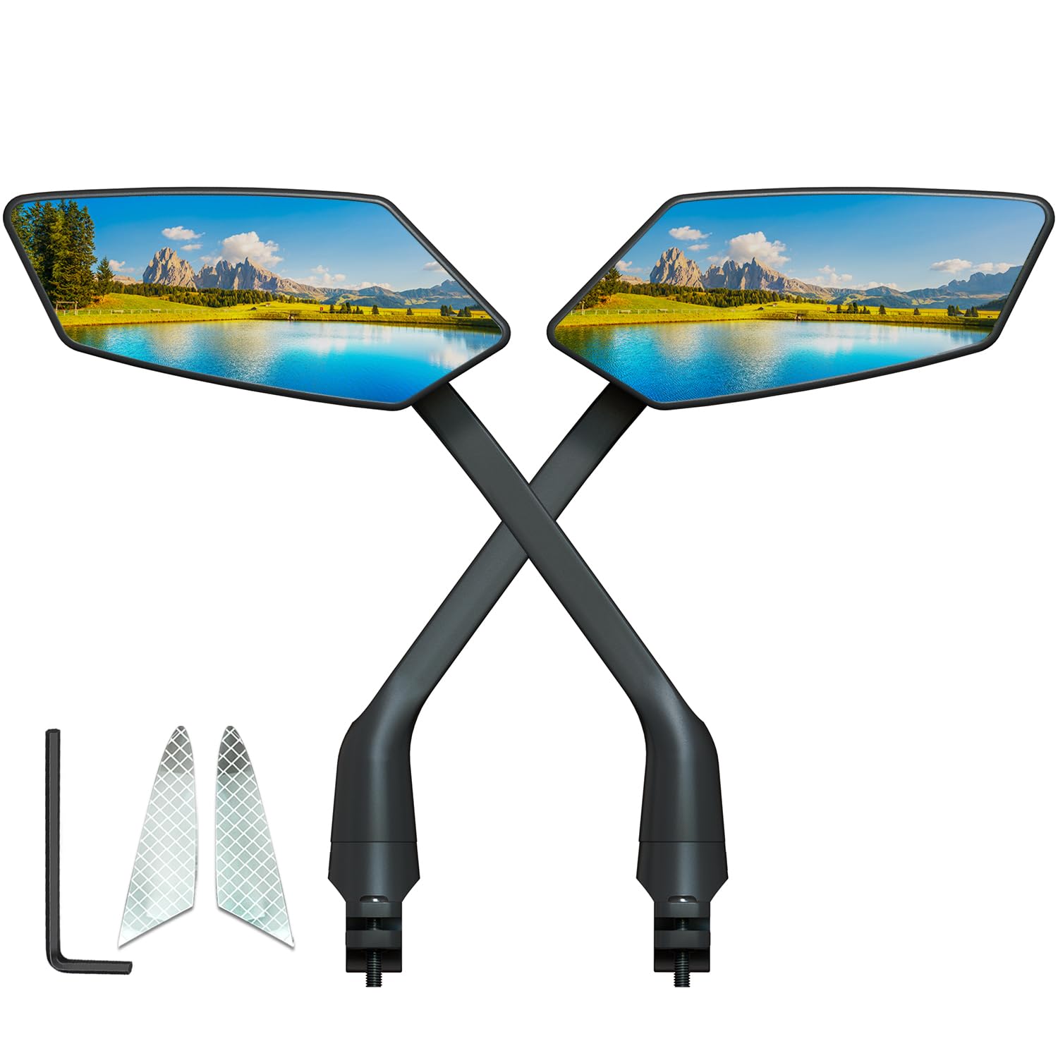 2 Pack Bike Handlebar Mirrors - HD Adjustable Rotatable Rear View Safety Mirrors for Bicycle, Electric Bike, Mountain Bike, Motorcycle & Scooter - Perfect for Commuting, Off-Roading & Urban Riding Safety