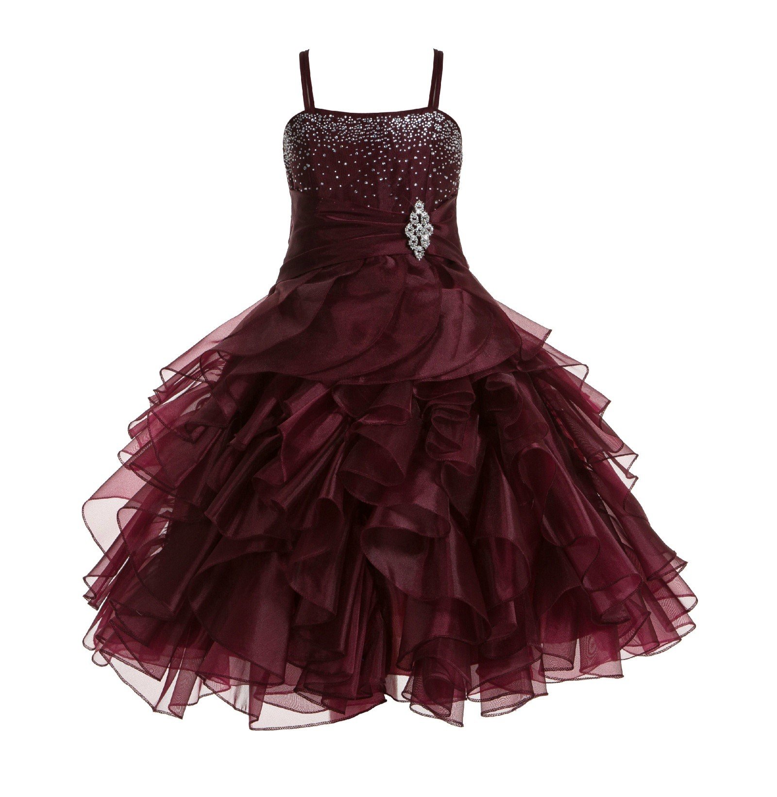 Elegant Asymmetric Ruffled Organza Sequin Flower Girl Dress for Toddlers - Perfect for Weddings, Pageants & Special Occasions