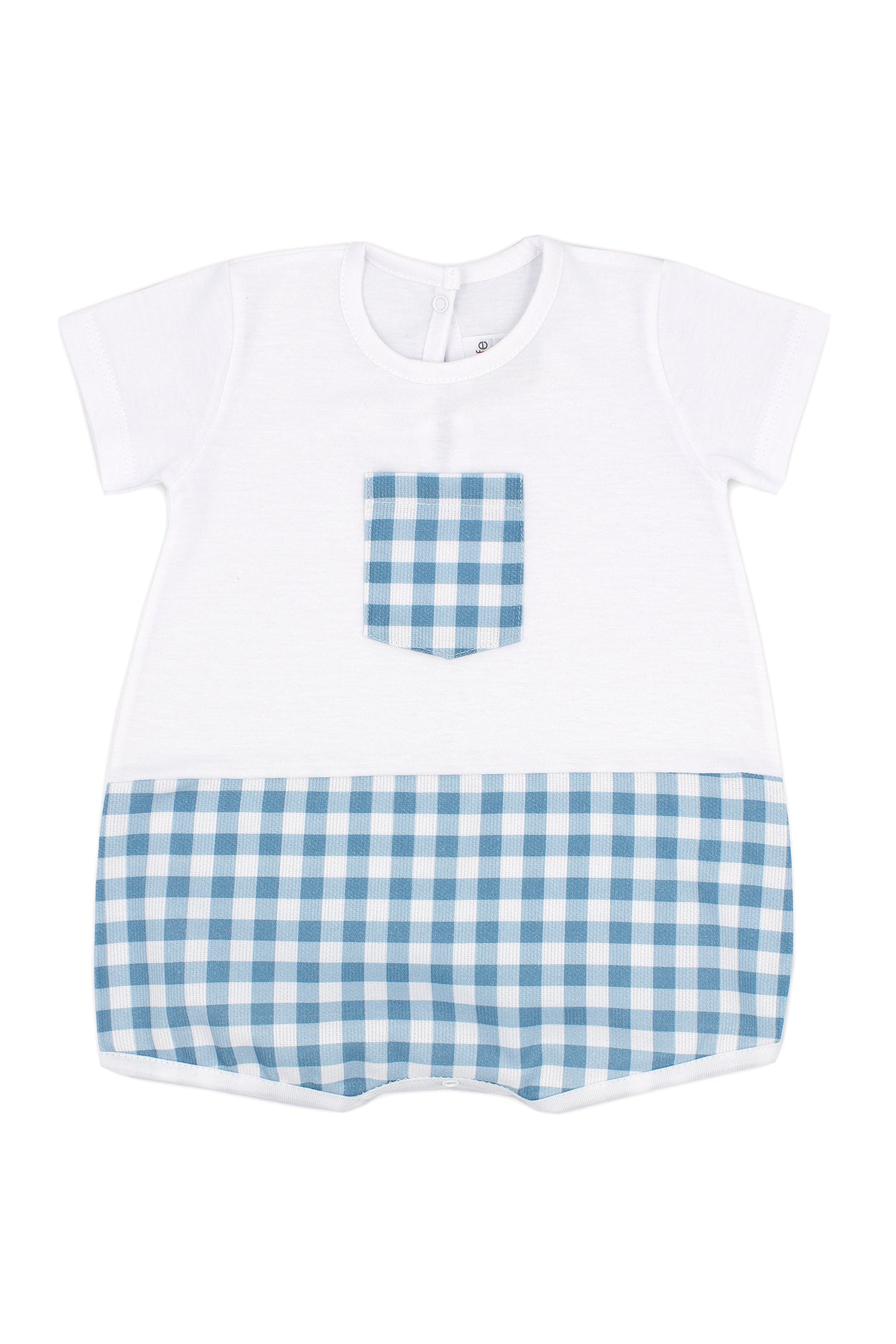 Ollie Teal Gingham Romper - Stylish Baby Jumpsuit for Boys & Girls | Perfect for Summer Outfits, Photoshoots & Playdates