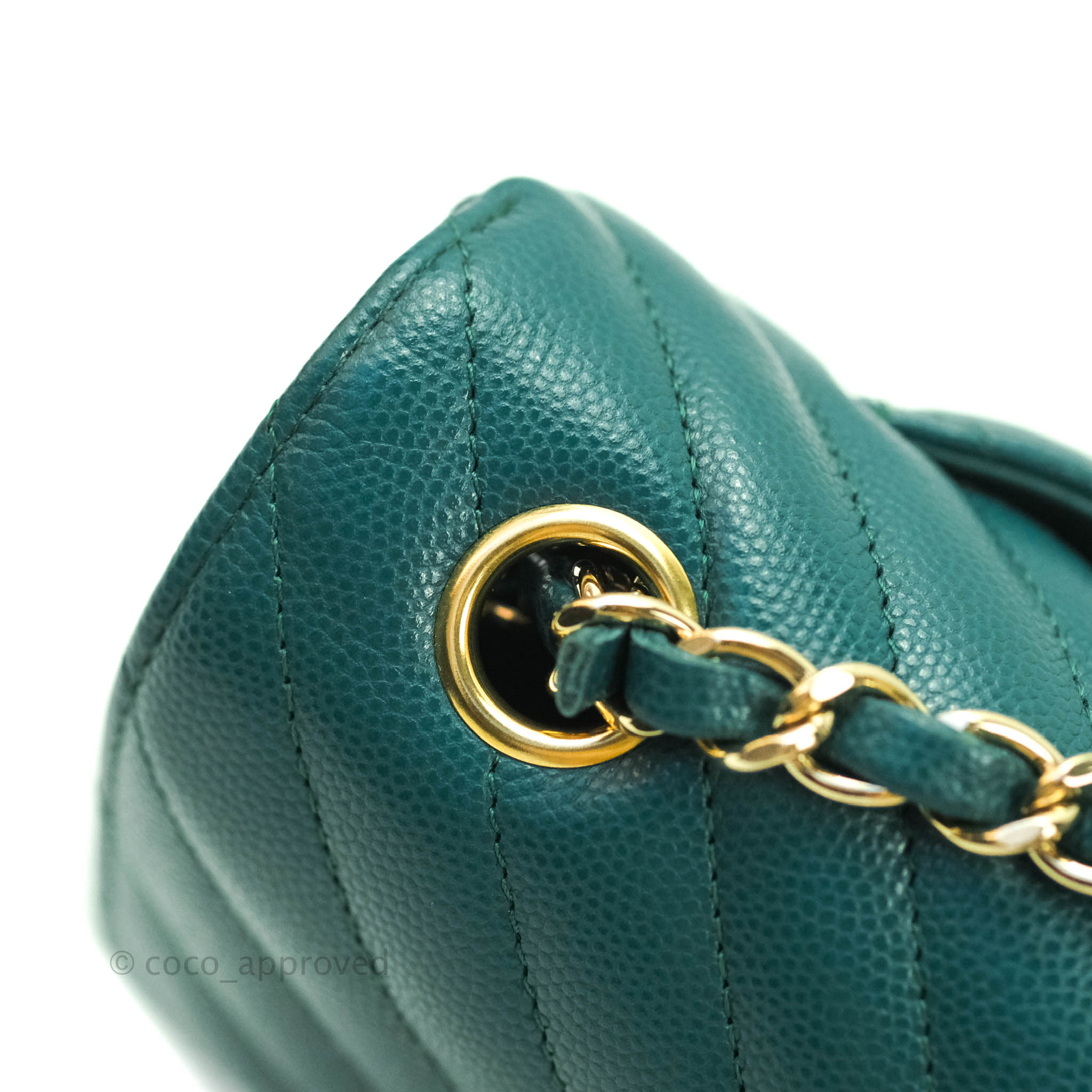 Chanel Chevron Mini Rectangular Caviar Leather Flap Bag - Dark Green with Gold Hardware | Luxury Crossbody Purse for Women, Perfect for Evening Events & Date Nights