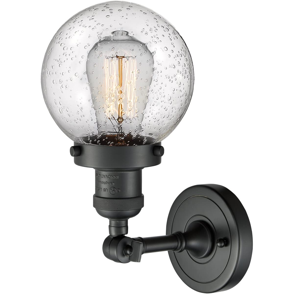 Innovations INNO203-BK-G204-6-LED Modern Black Wall Sconce Light with 6 LEDs - Perfect for Bedroom, Living Room, and Hallway Lighting