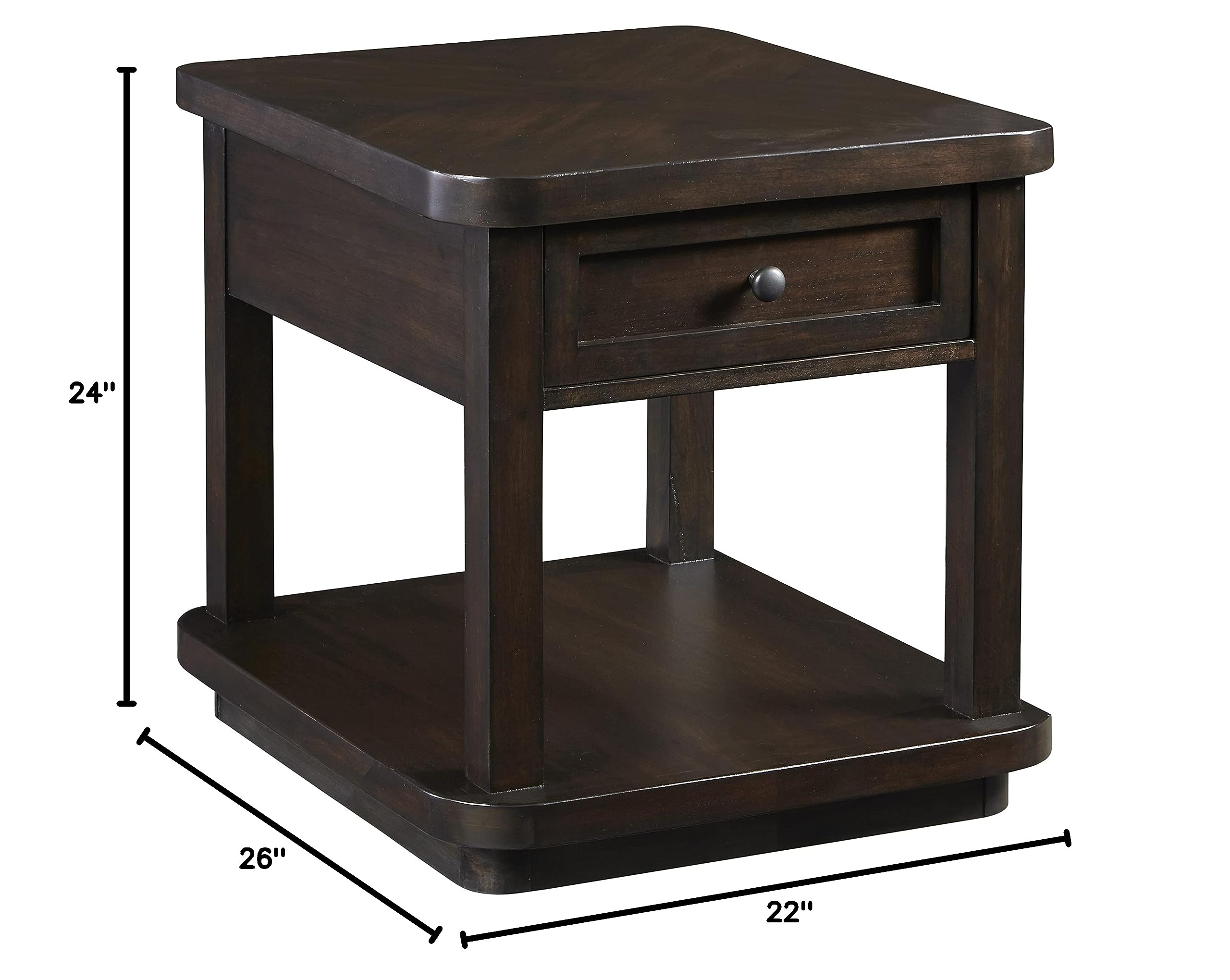 Progressive Furniture Grove Park End Table - Brown Wooden Side Table for Living Room, Bedroom & Office - Compact Nightstand with Storage Shelf
