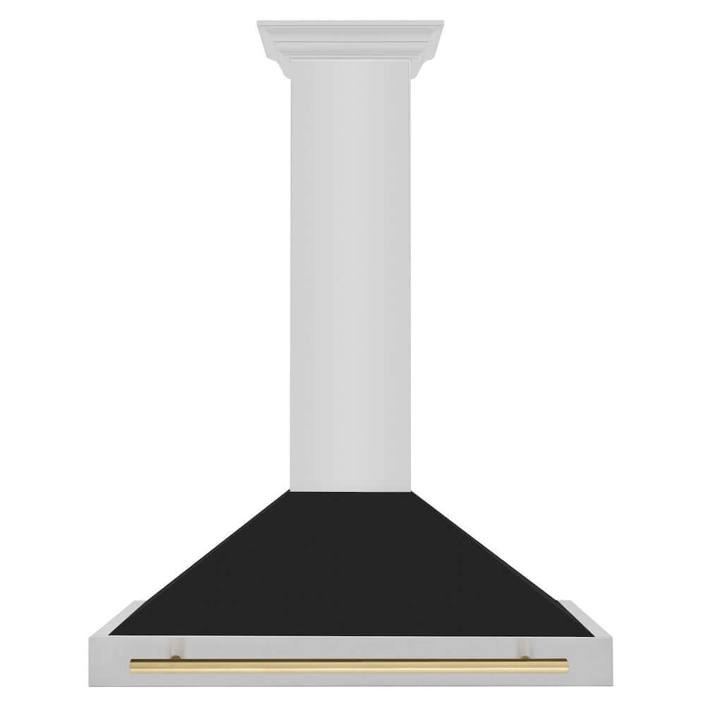 ZLINE Autograph Edition 36 Inch Convertible Stainless Steel Range Hood with Black Matte Shell & Accent Handle - Professional Kitchen Ventilation for Modern Homes (KB4STZ BLM36) | Perfect for Open Concept Kitchens & Gourmet Cooking