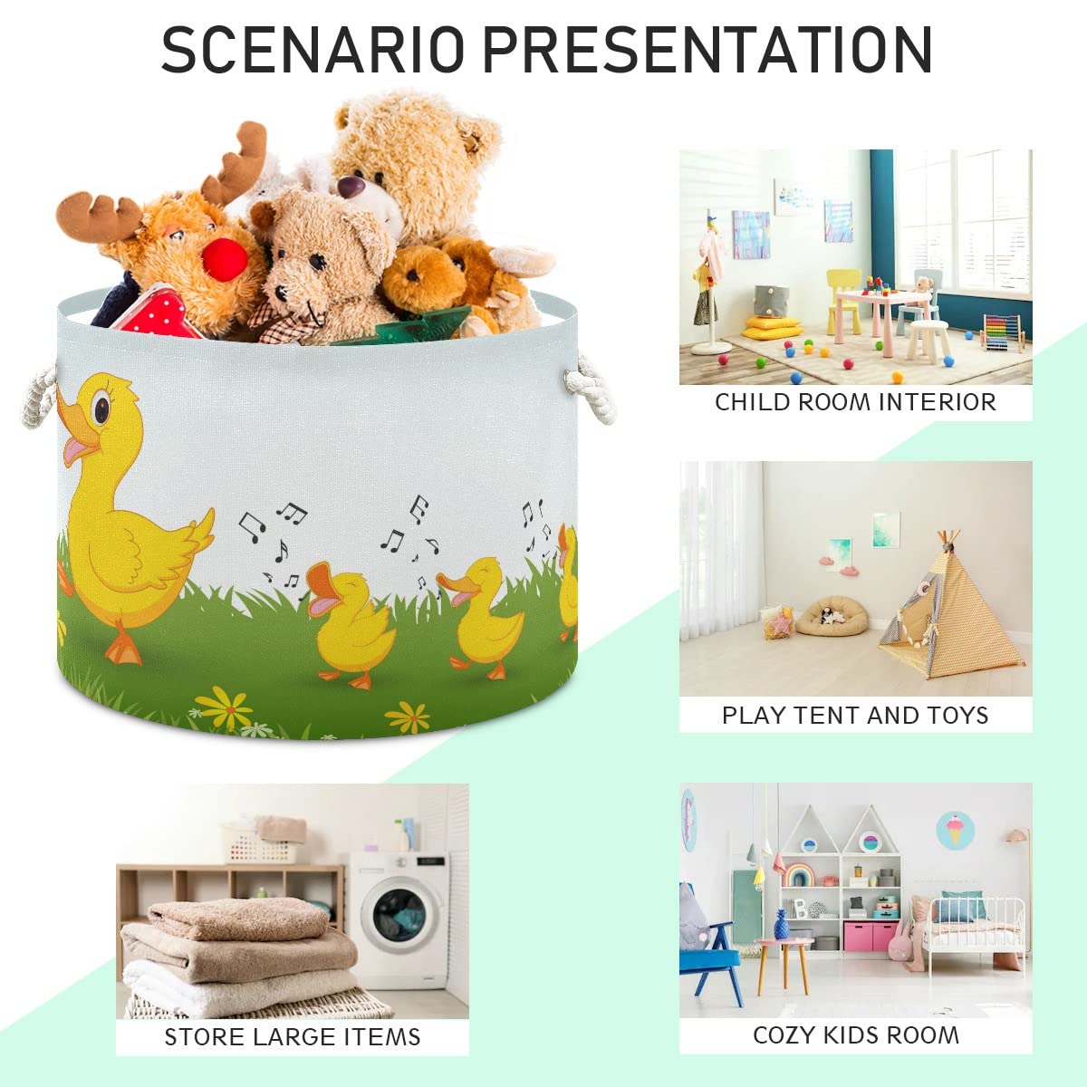 Happy Duck Cartoon Large Collapsible Storage Basket - 20