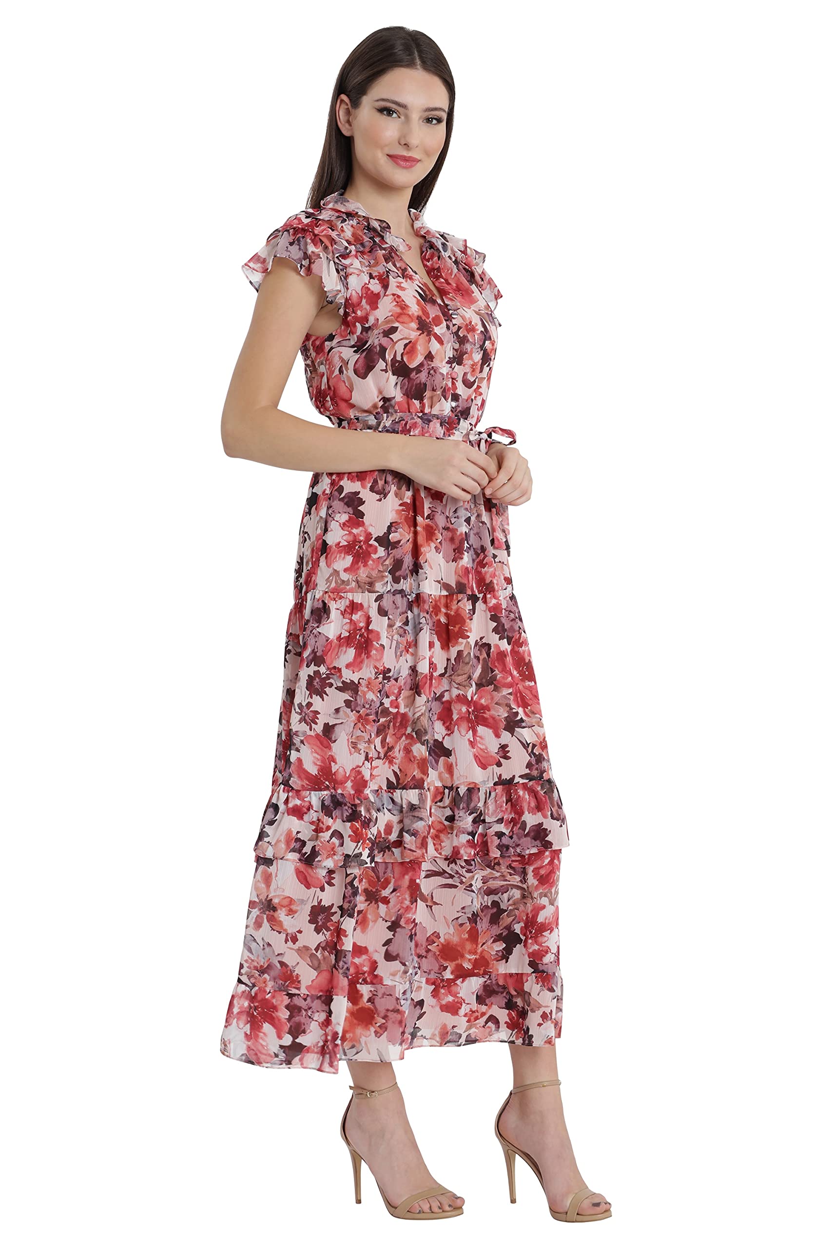 Maggy London Women's Ruffle Maxi Dress for Party & Wedding