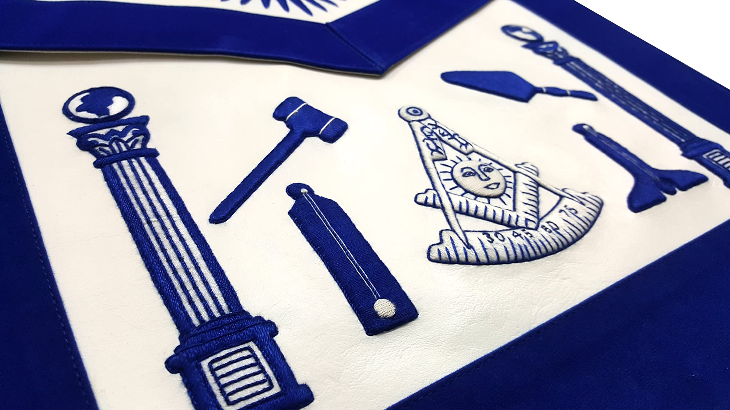 Past Master Apron - Hand Embroidered Royal Blue Work Apron for Cooking, Grilling & Woodworking | Durable & Stylish Chef & Craft Apron