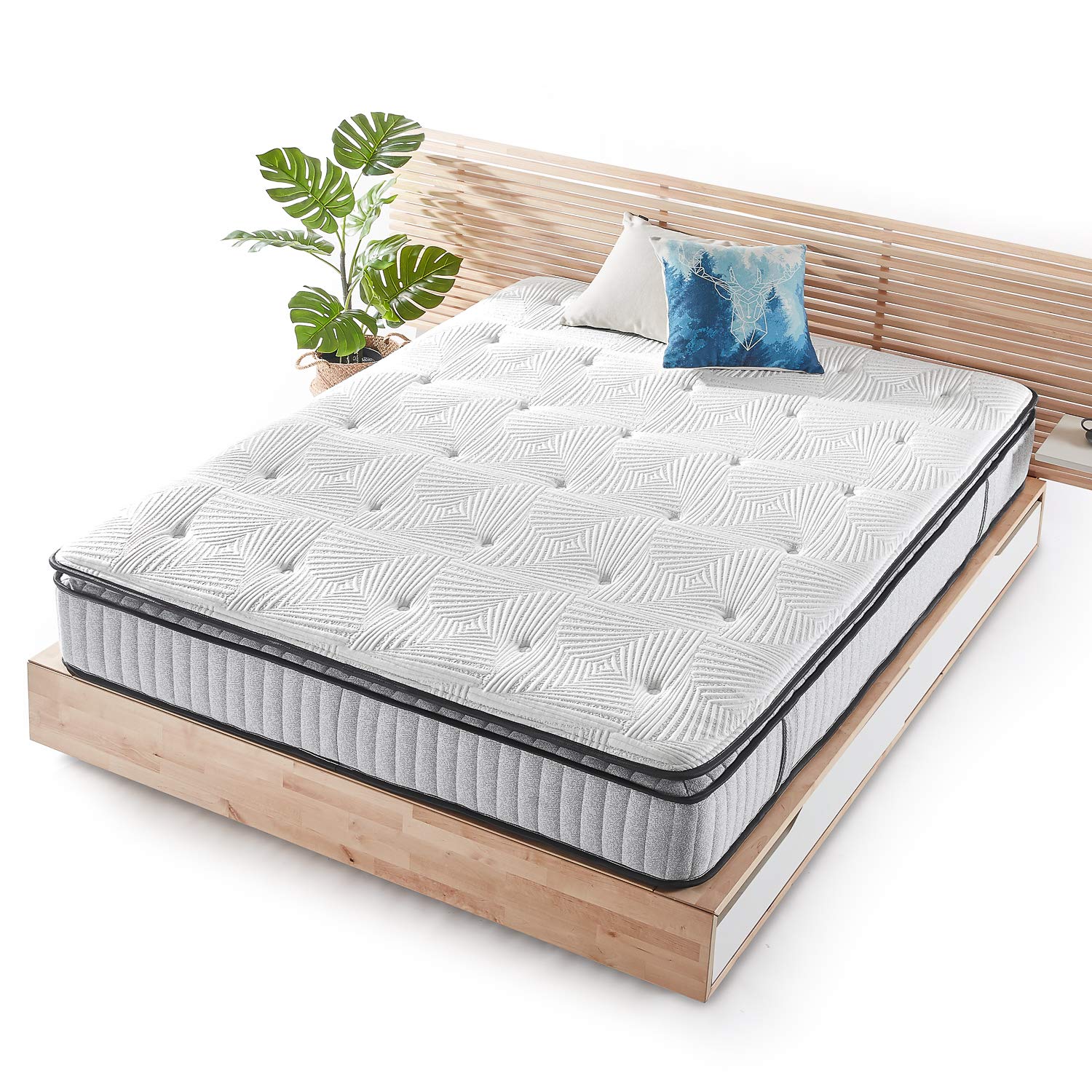 Mellow 12 Inch EIRA Hybrid Mattress Queen - Pocket Spring Gel Memory Foam, Plush Pillow Top, OEKO-TEX & CertiPUR-US Certified for Back Pain Relief & Pressure Relief - Perfect for Side, Back & Stomach Sleepers