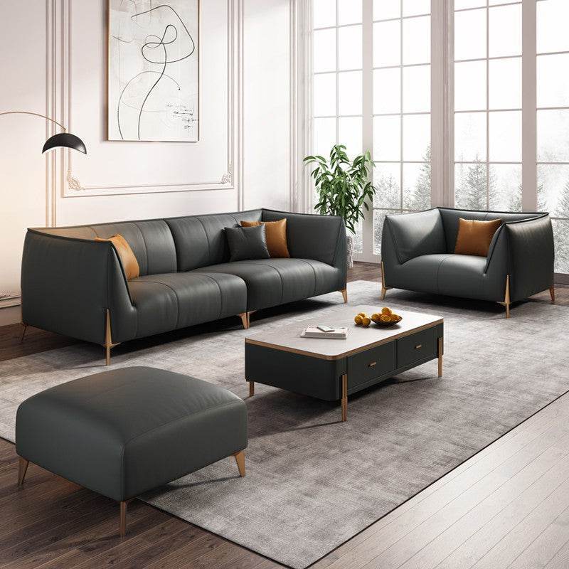 Stylish Maven Faux Leather Sofa - Modern PU Leather Couch for Living Room, Lounge & Office - Comfortable Sectional Sofa for Home Decor