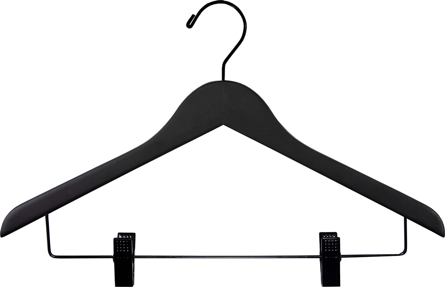Premium 100-Pack Solid Wood Skirt Hangers with Adjustable Clips - Matte Black Non-Slip Clothes Hangers for Pants, Dresses & Delicate Garments - Perfect for Closet Organization & Retail Display