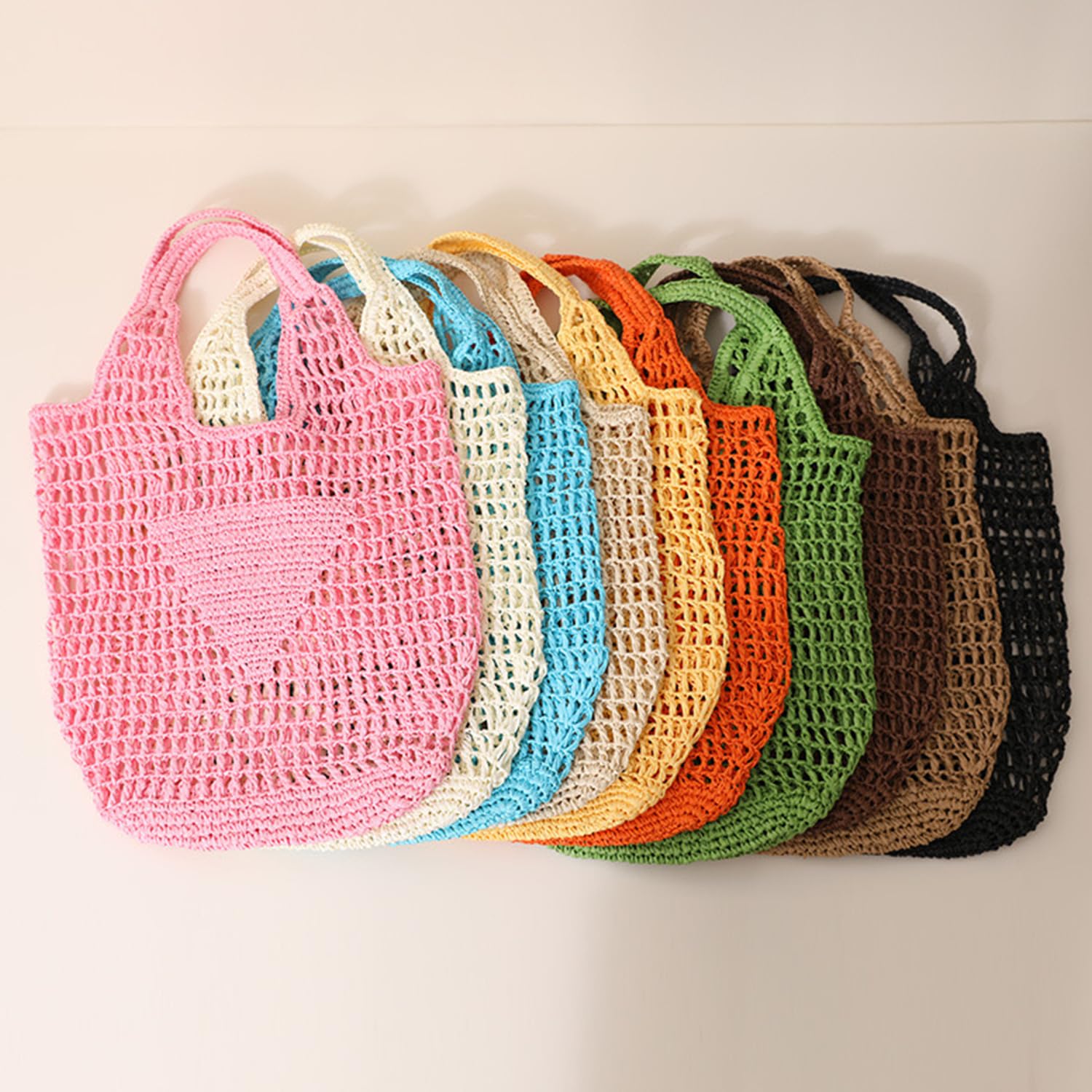 Customizable Personalized Women's Straw Mesh Tote Bag - Breathable Hollowed Out Beach Bag for Sunbathing, No Sand or Gravel Carry - Summer Shoulder Bag with Name Embroidery | Perfect for Beach Vacations, Pool Parties & Outdoor Picnics