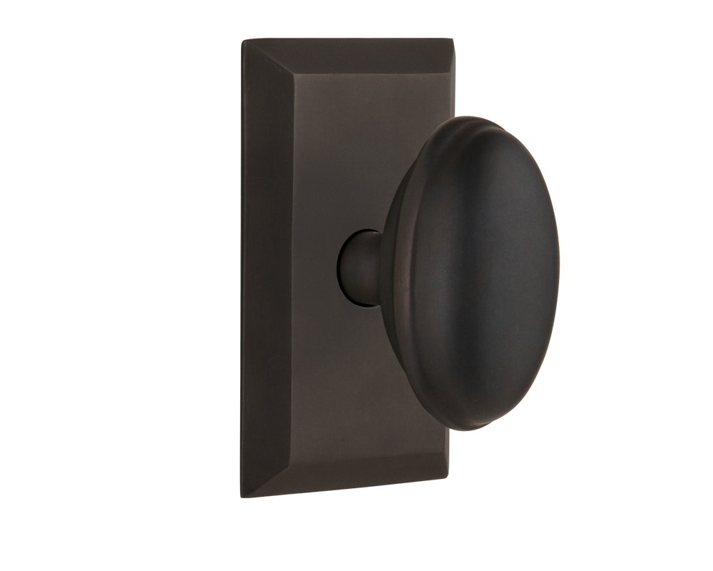 Nostalgic Warehouse Studio Plate with Homestead Knob - Single Dummy Door Handle in Oil-Rubbed Bronze Finish | Perfect for Vintage Home Decor & Cabinet Hardware Upgrade