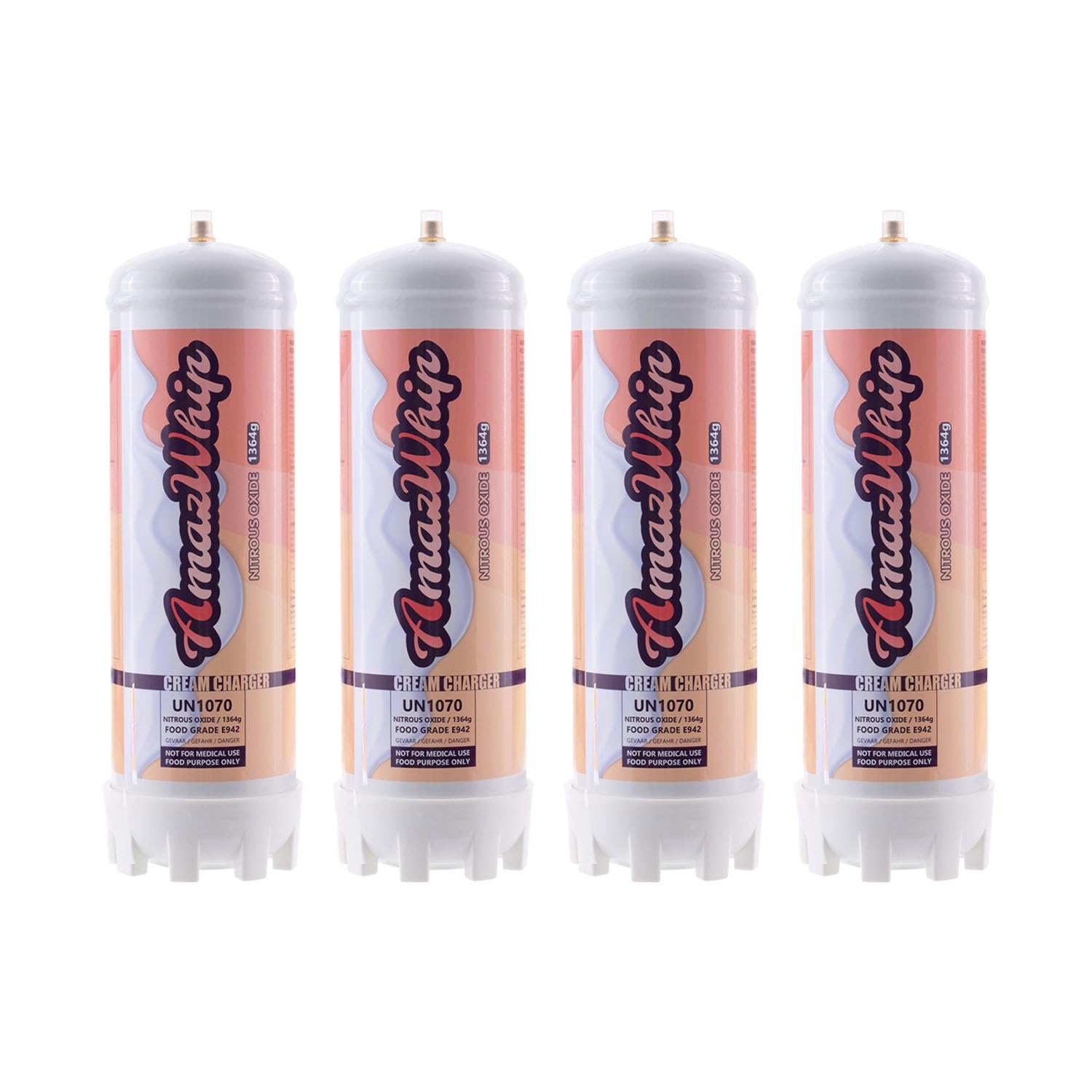 Premium 2.2L Whipped Cream Chargers (4-Pack) - Food Grade N2O Cartridges for Professional Desserts, Coffee Shops & Home Baking
