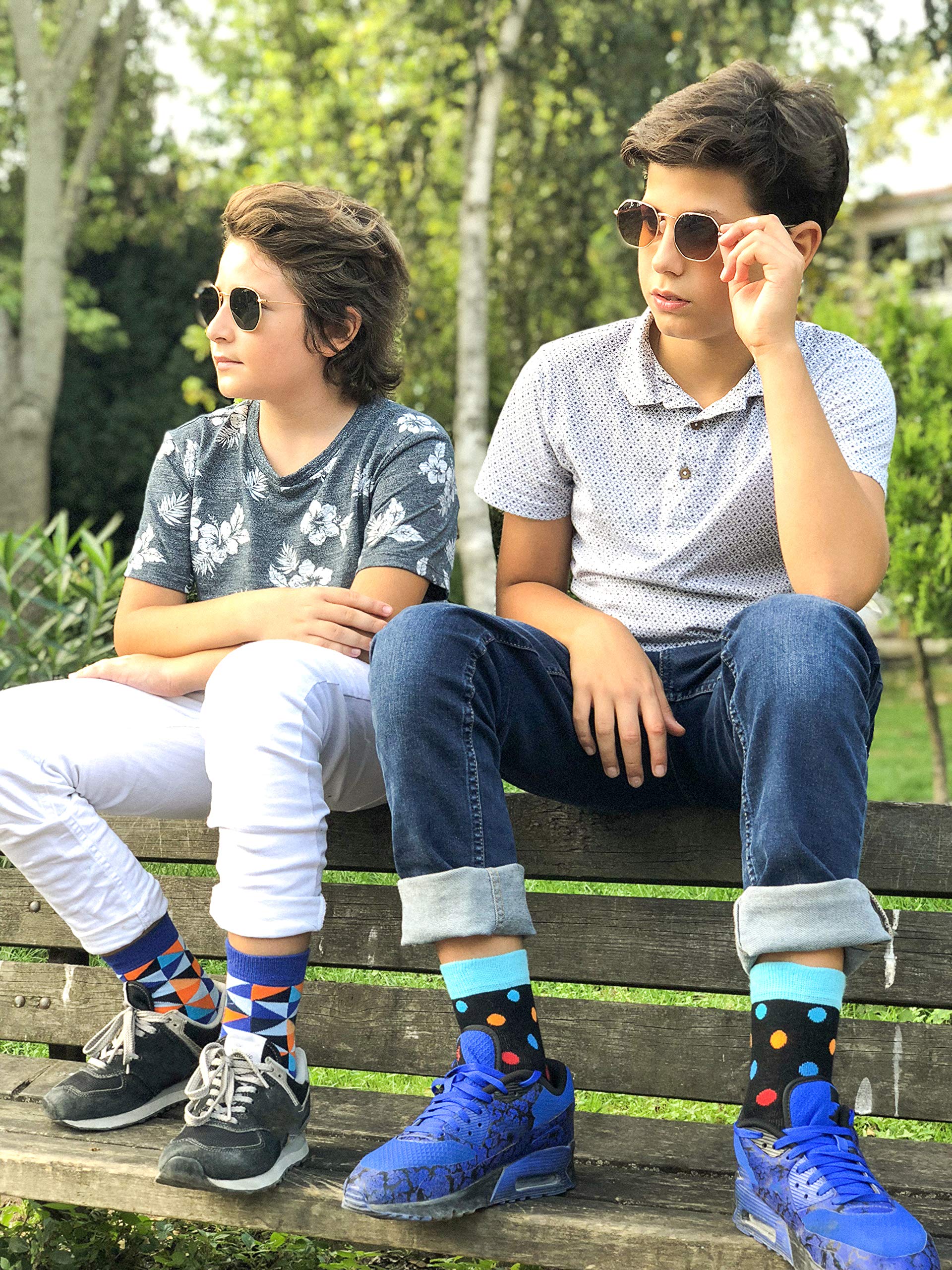 Kids 5-Pair Fun Cotton Colorful Crew Socks Gift Set - Soft Dress Socks for Boys & Girls - Perfect for School, Parties & Everyday Wear