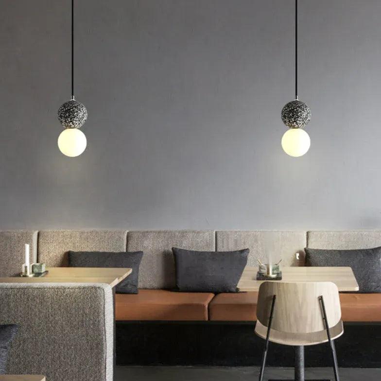 Modern Terrazzo Spherical LED Pendant Light - Stylish Ceiling Fixture for Dining Room, Kitchen Island, Living Room & Bedroom Lighting